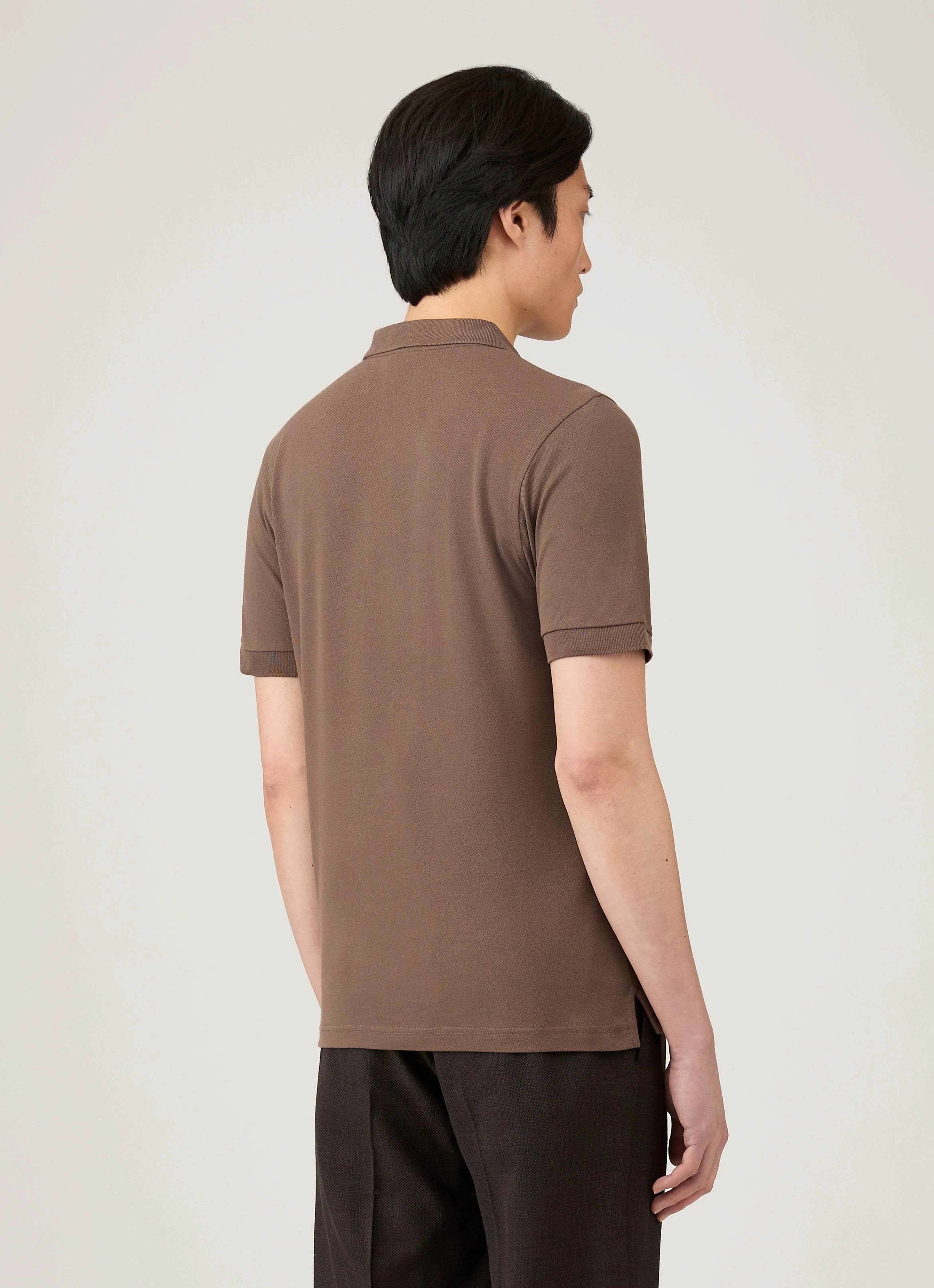 Men's Piqué Polo Shirt in Bark - Image 5