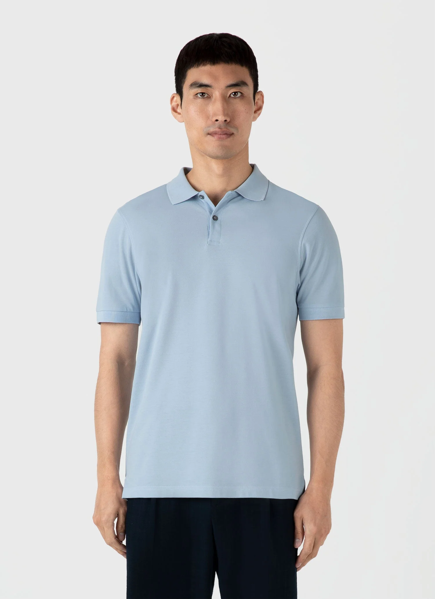 Men's Piqué Polo Shirt in Blue Mist - Image 2