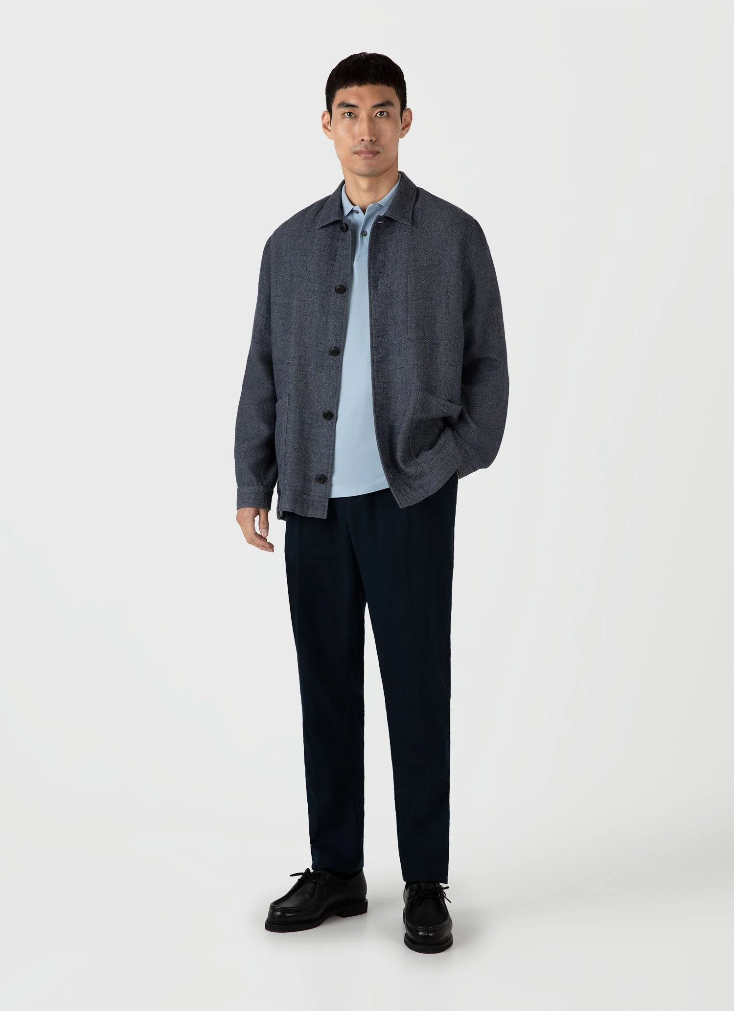 Men's Piqué Polo Shirt in Blue Mist - Image 3