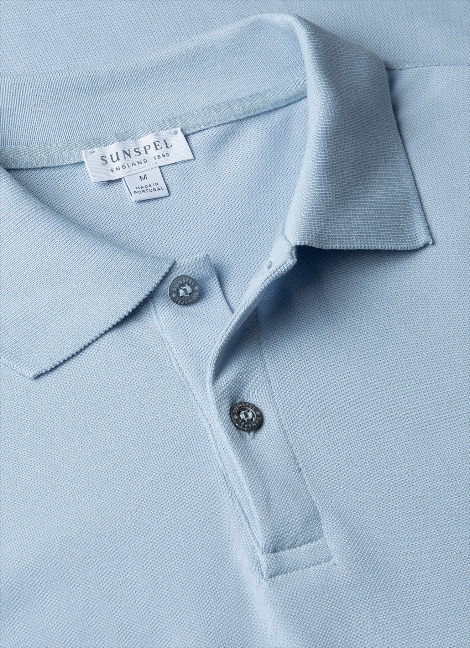Men's Piqué Polo Shirt in Blue Mist - Image 4