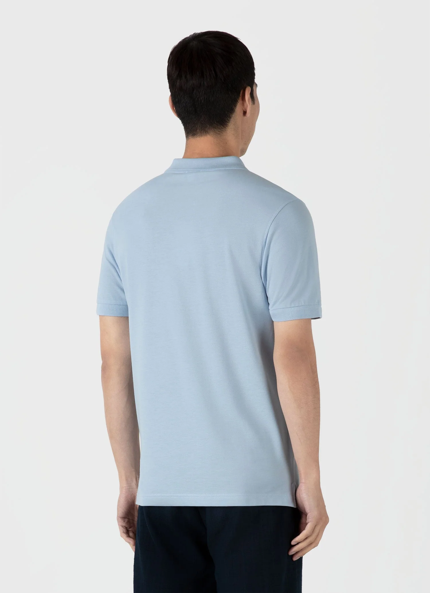 Men's Piqué Polo Shirt in Blue Mist - Image 5