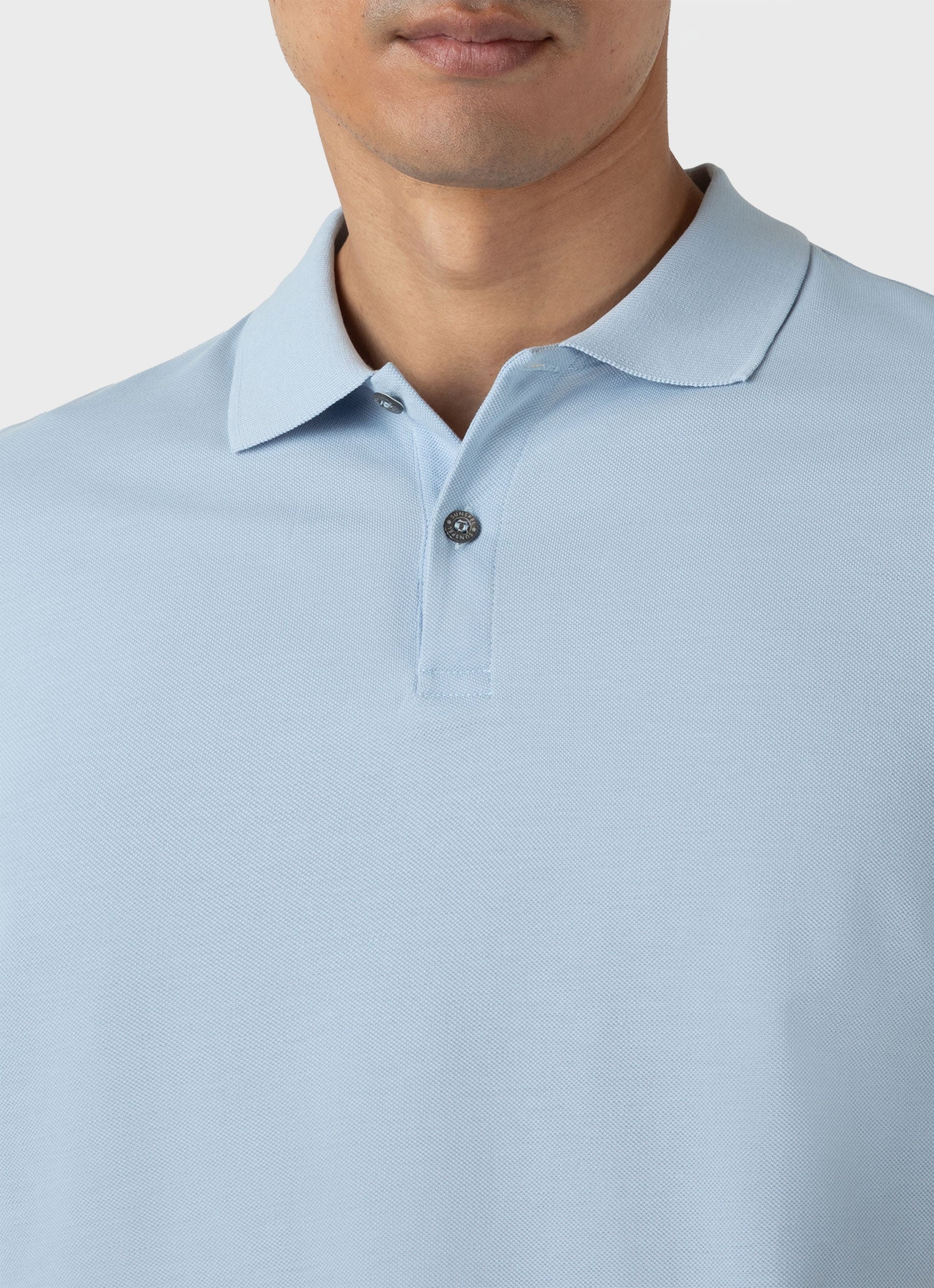 Men's Piqué Polo Shirt in Blue Mist - Image 6