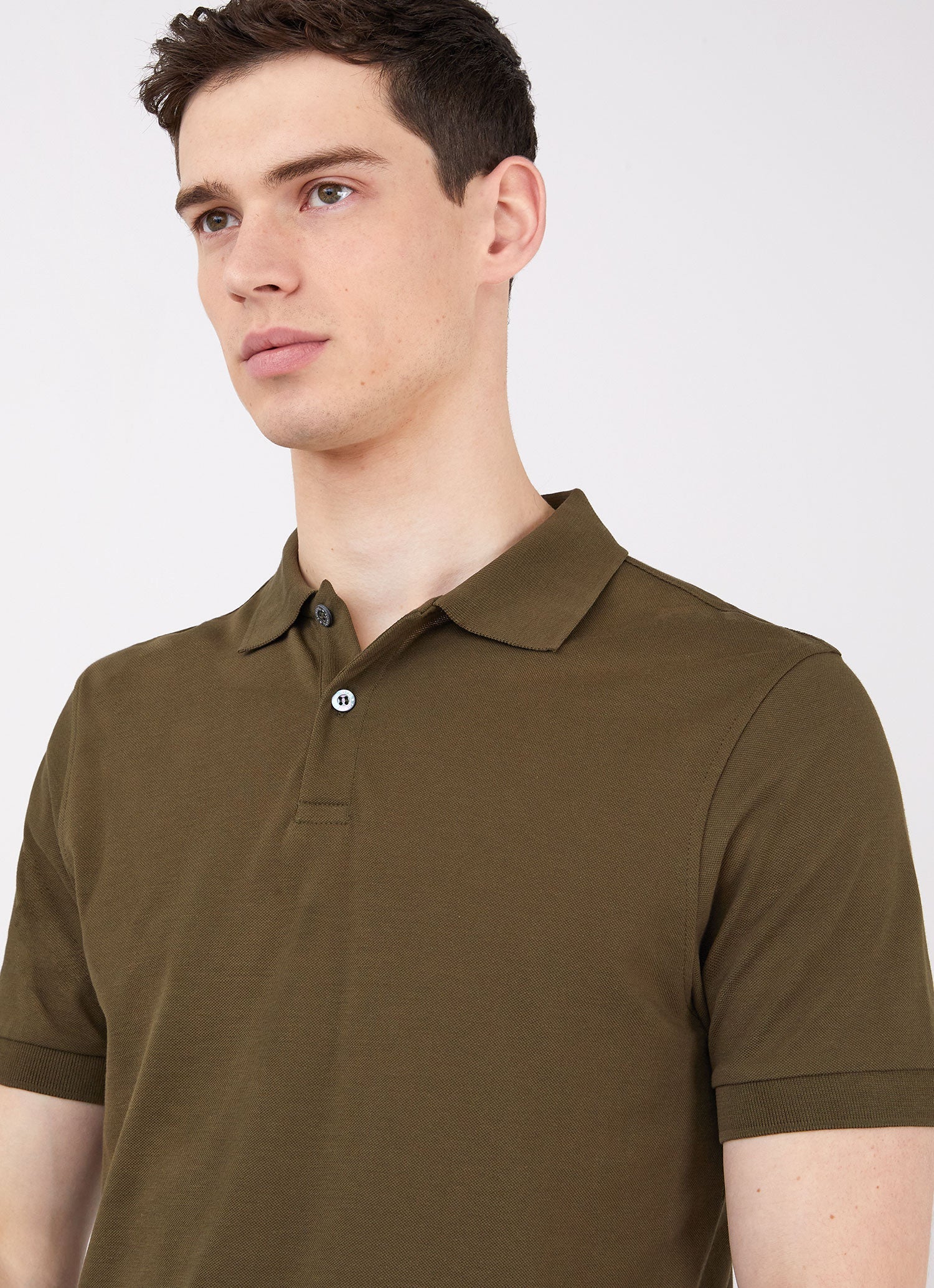 Men's Piqué Polo Shirt in Dark Moss - Image 5