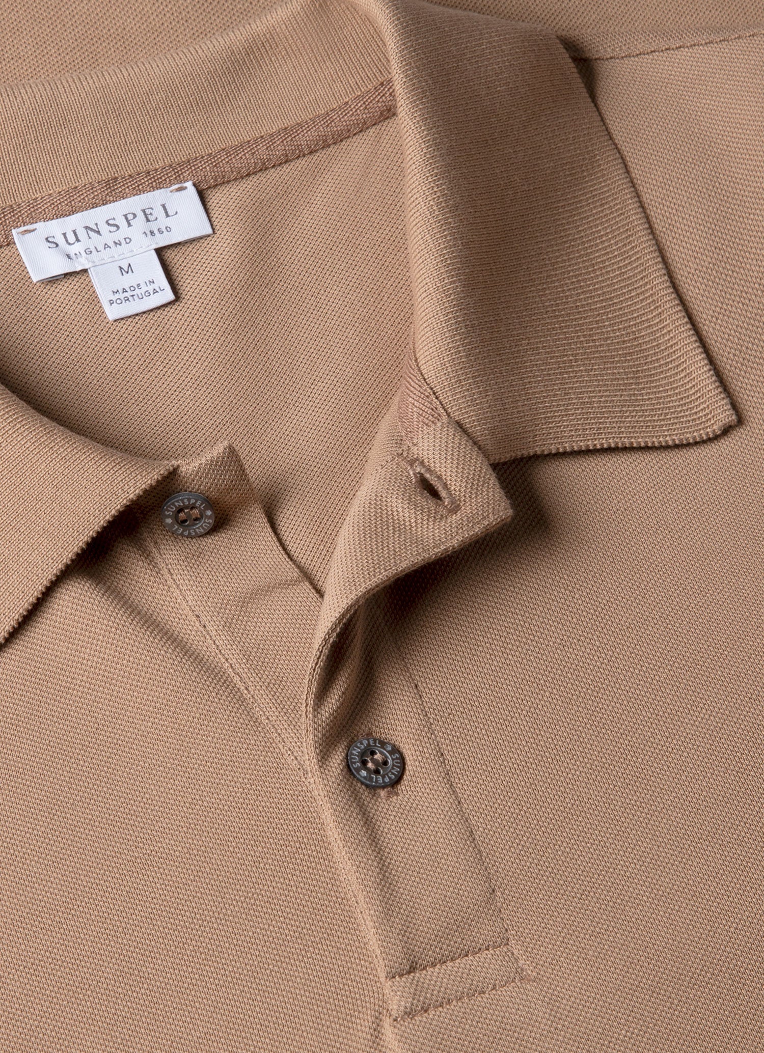Men's Piqué Polo Shirt in Dune - Image 4