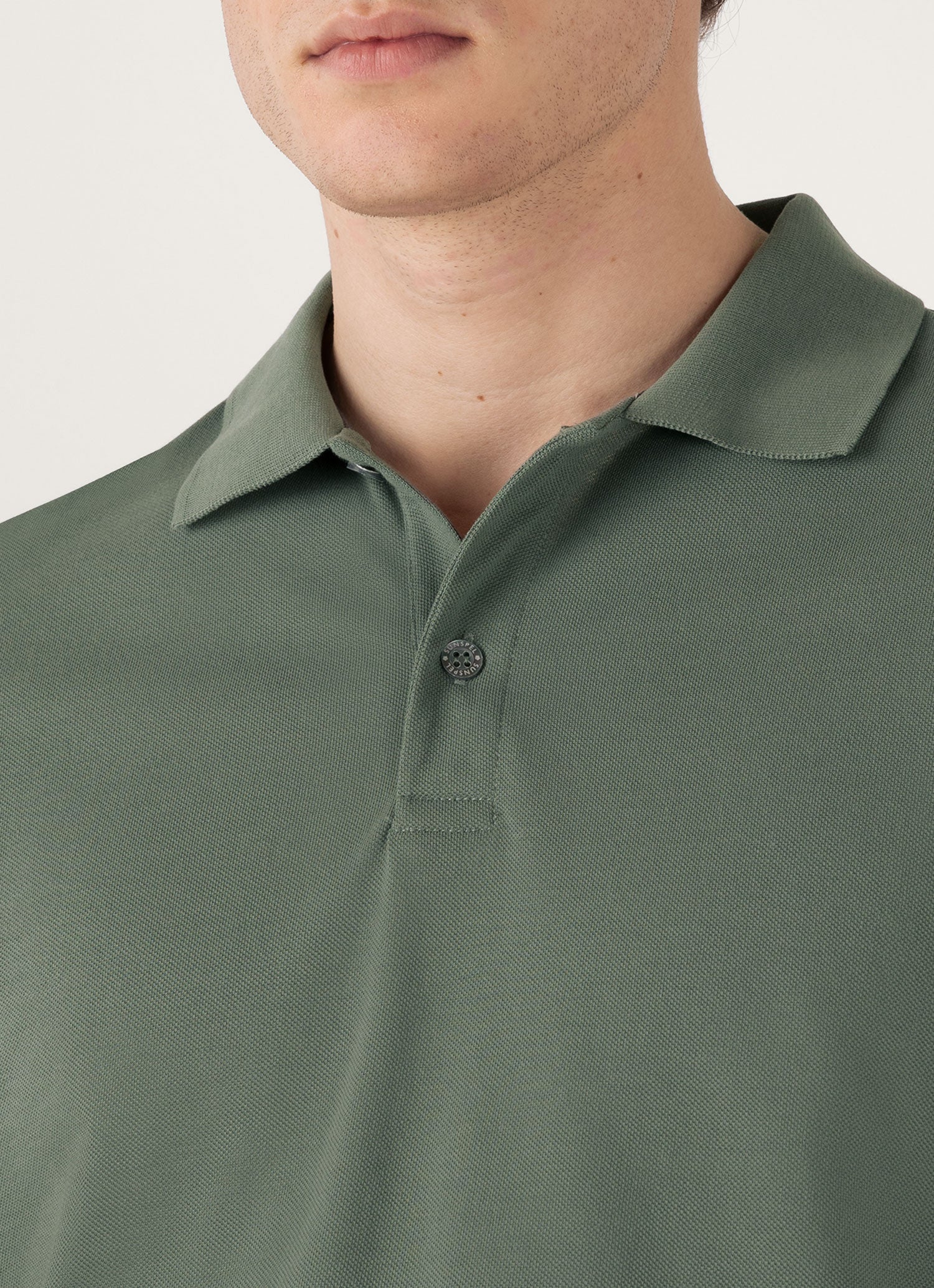 Men's Piqué Polo Shirt in Dusk Green - Image 6