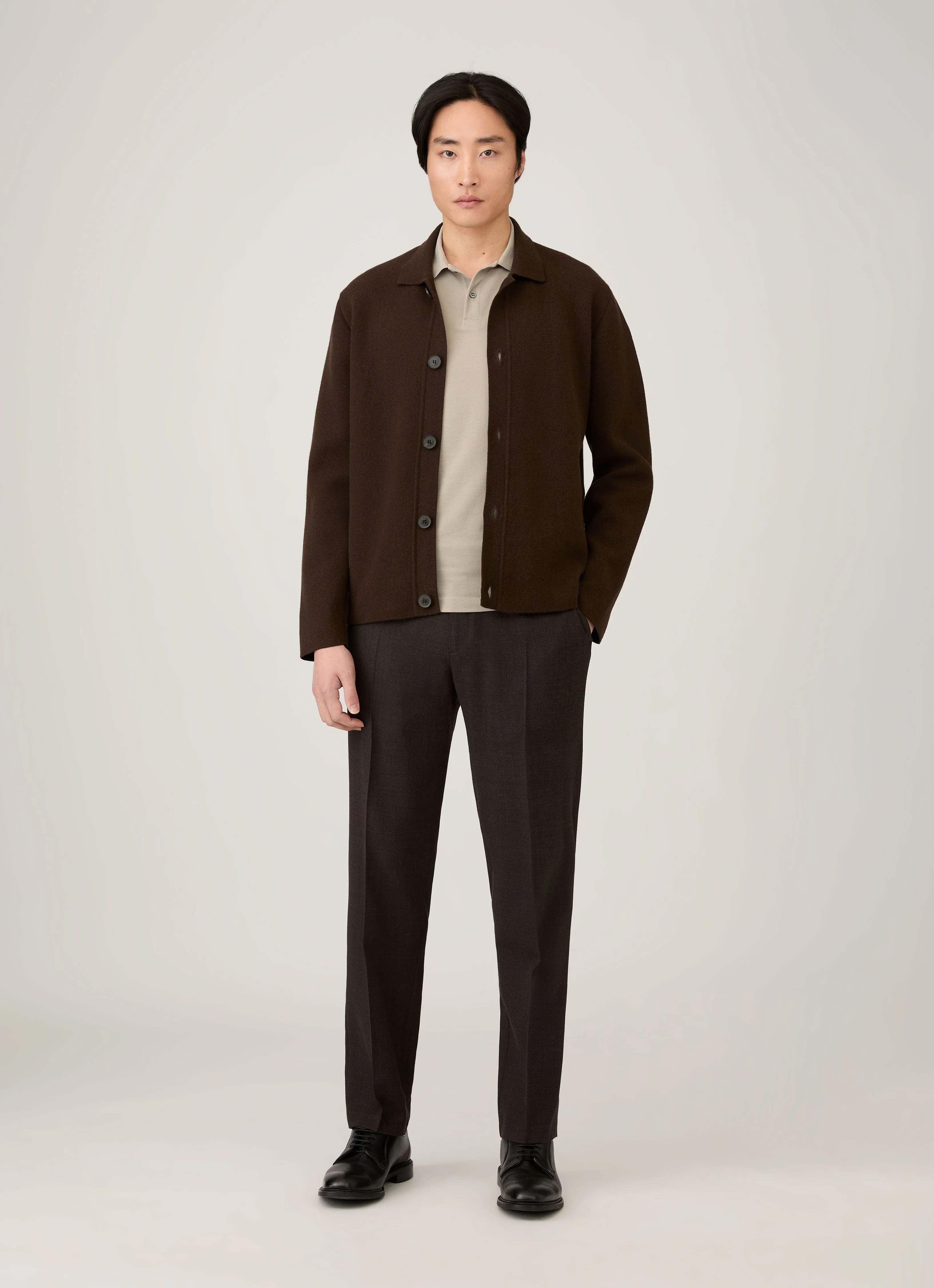 Men's Piqué Polo Shirt in Fog - Image 3