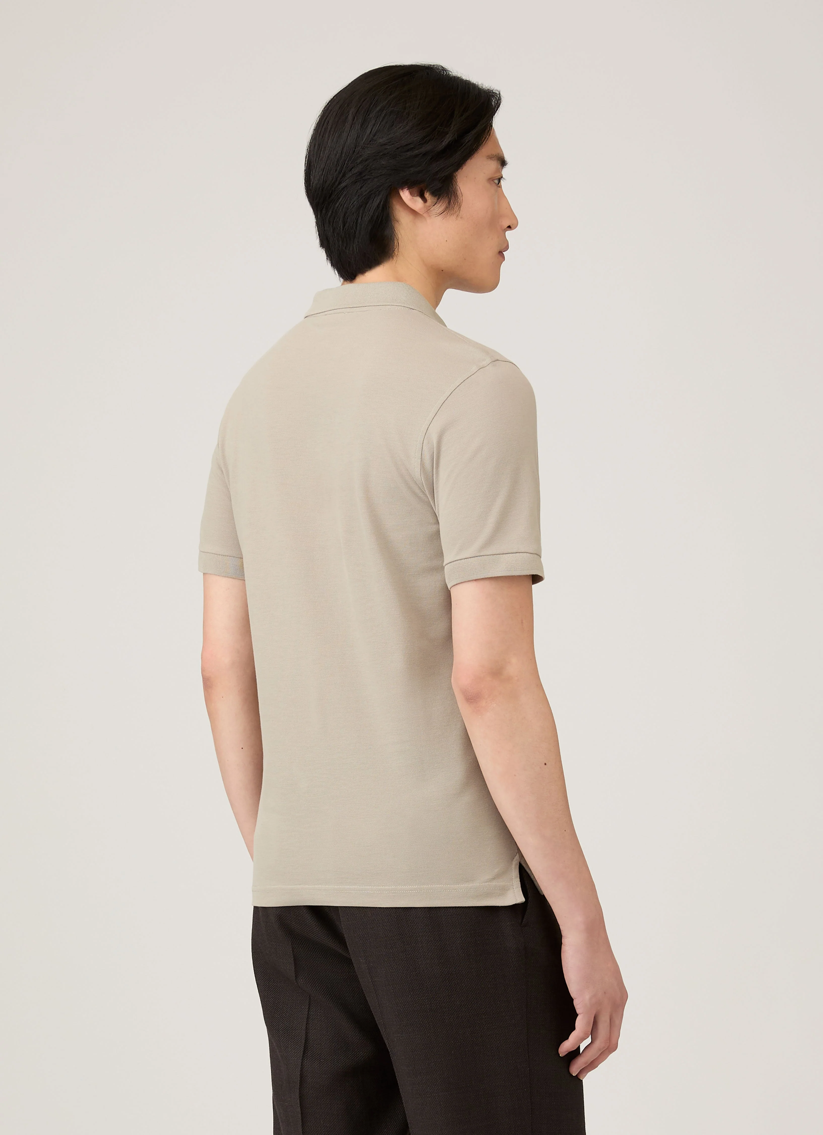 Men's Piqué Polo Shirt in Fog - Image 5