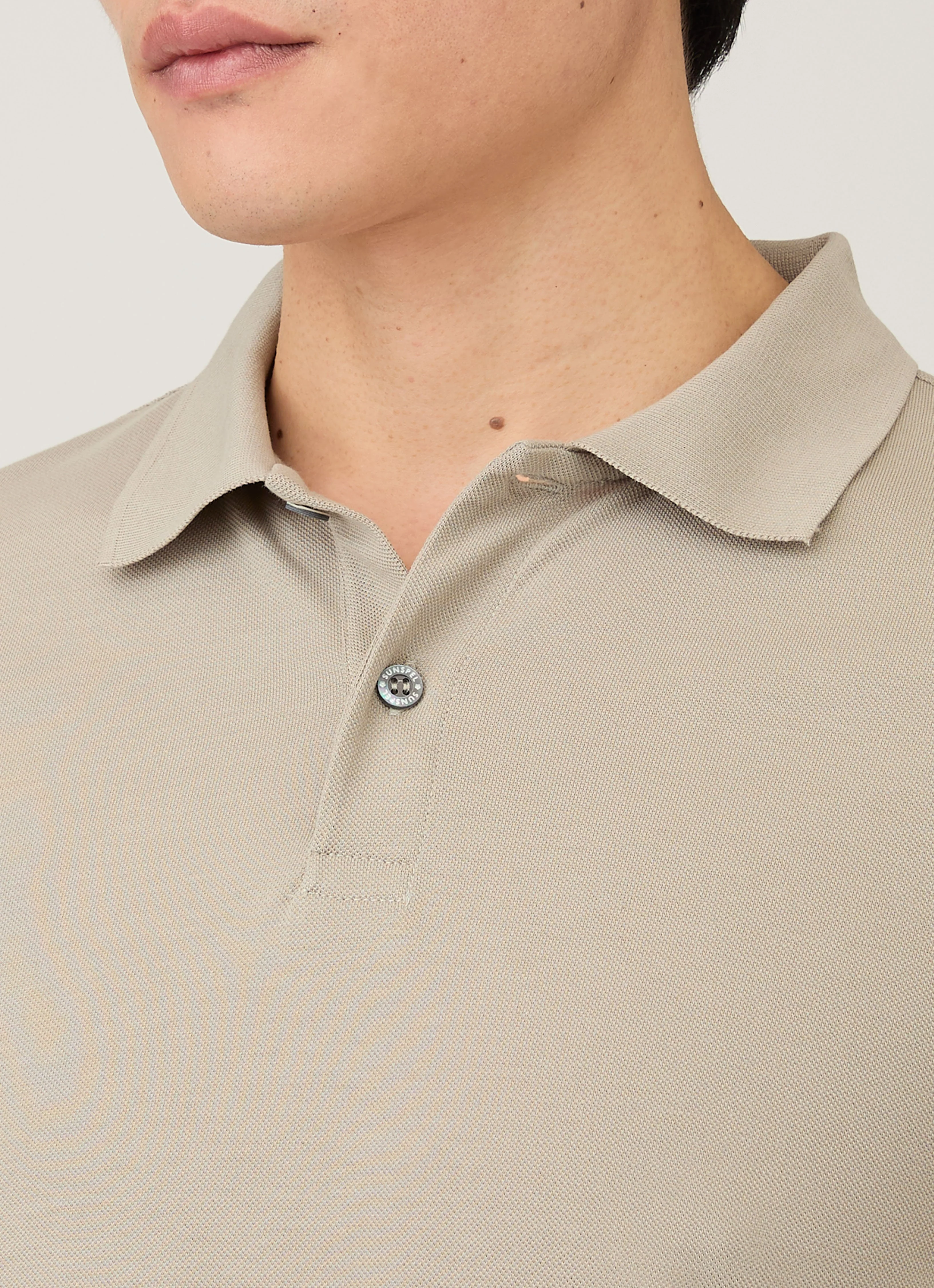 Men's Piqué Polo Shirt in Fog - Image 6