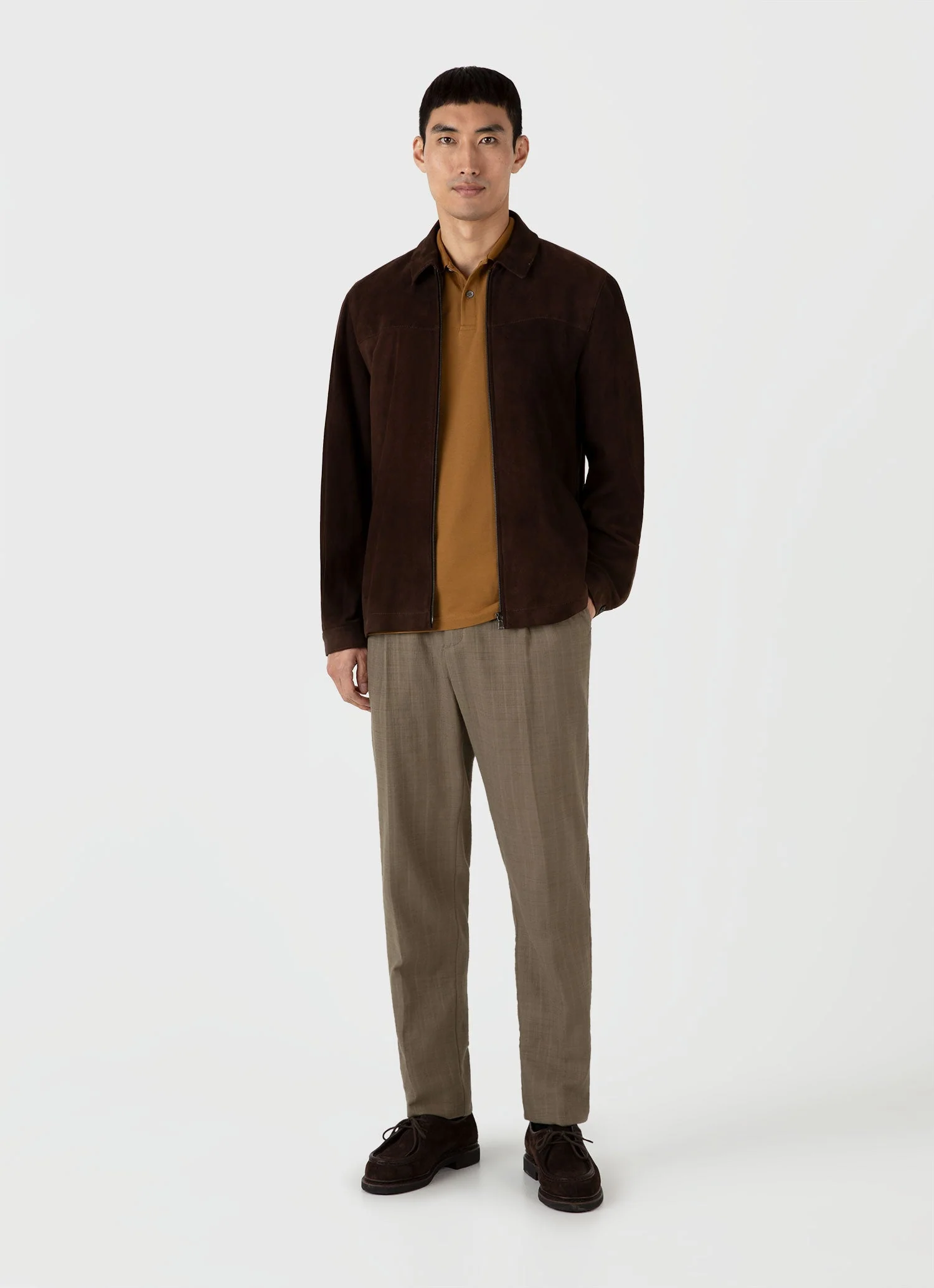 Men's Piqué Polo Shirt in Golden Brown - Image 3