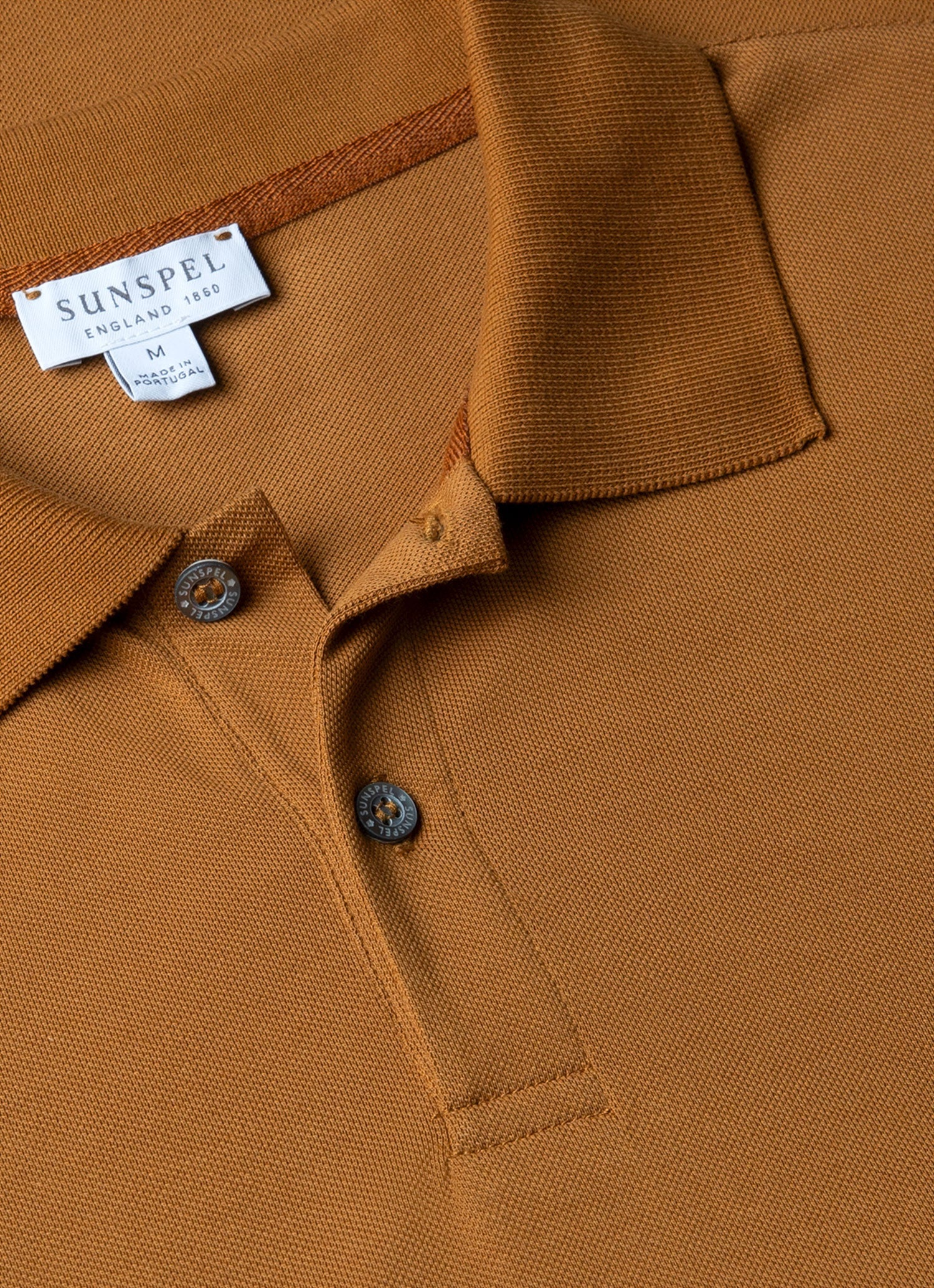 Men's Piqué Polo Shirt in Golden Brown - Image 4