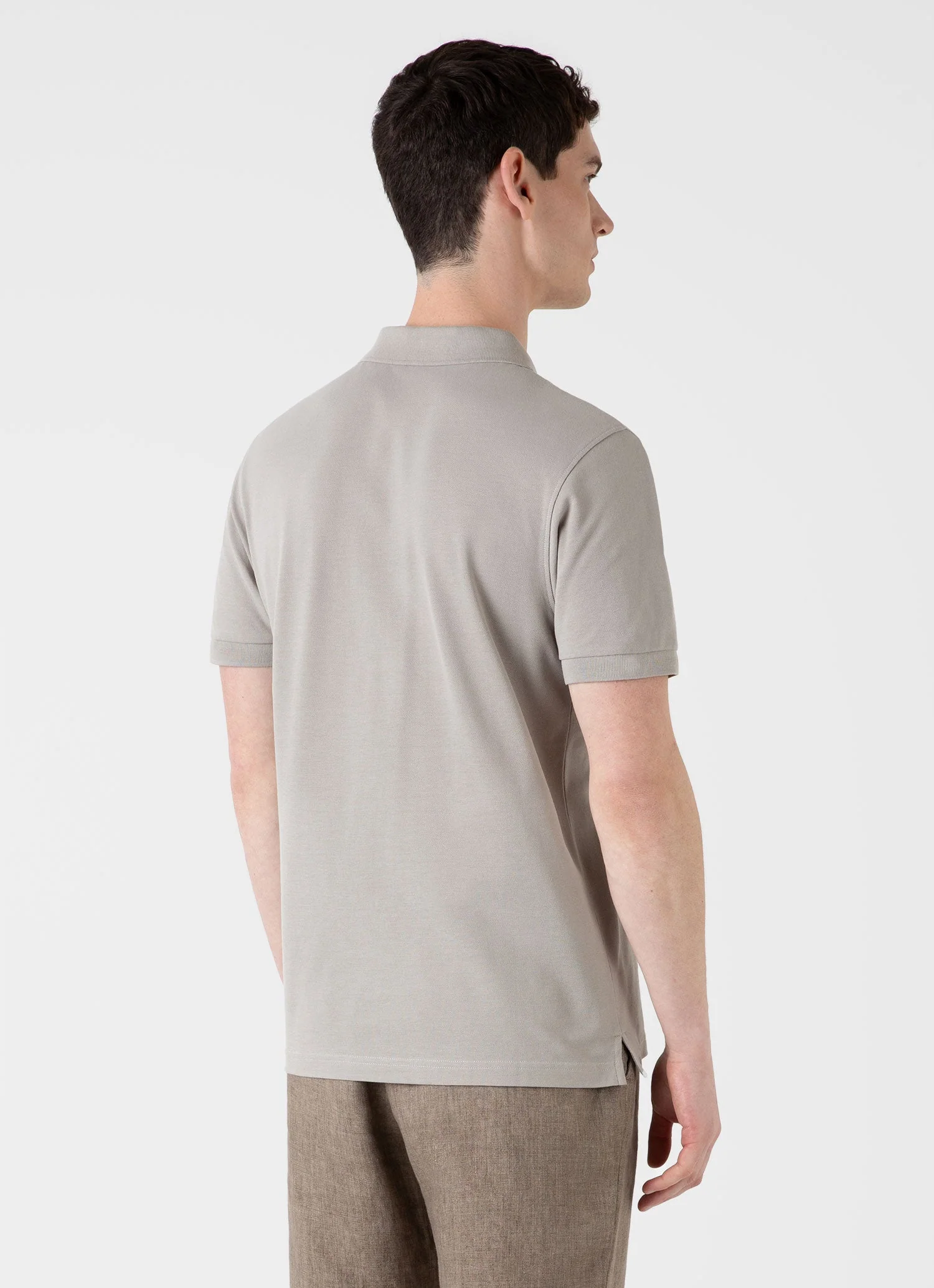 Men's Piqué Polo Shirt in Mid Grey - Image 5