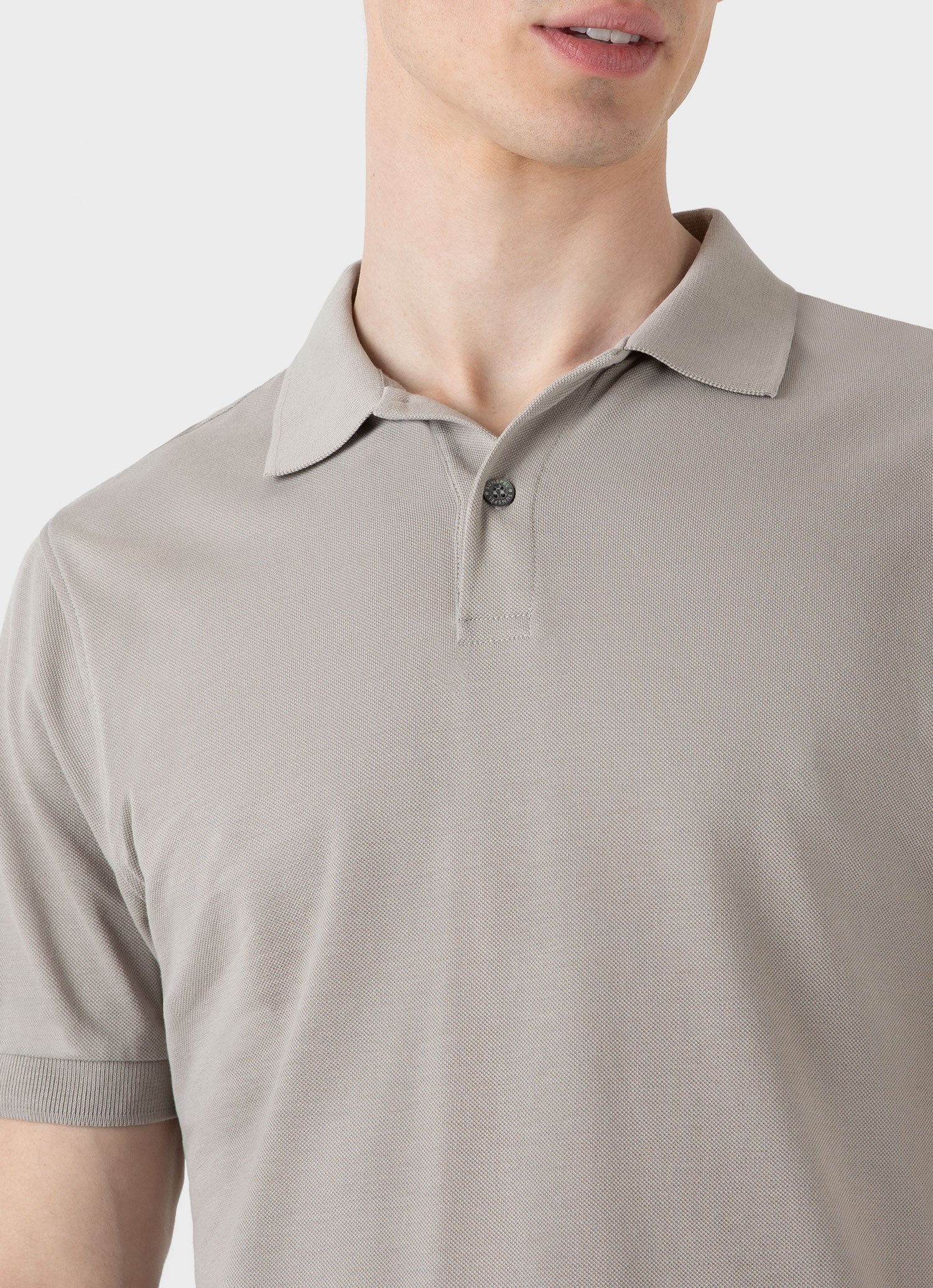 Men's Piqué Polo Shirt in Mid Grey - Image 6