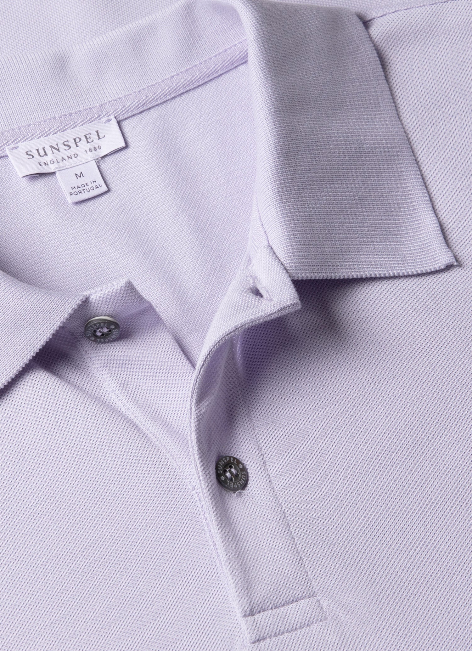 Men's Piqué Polo Shirt in Pale Lilac - Image 4