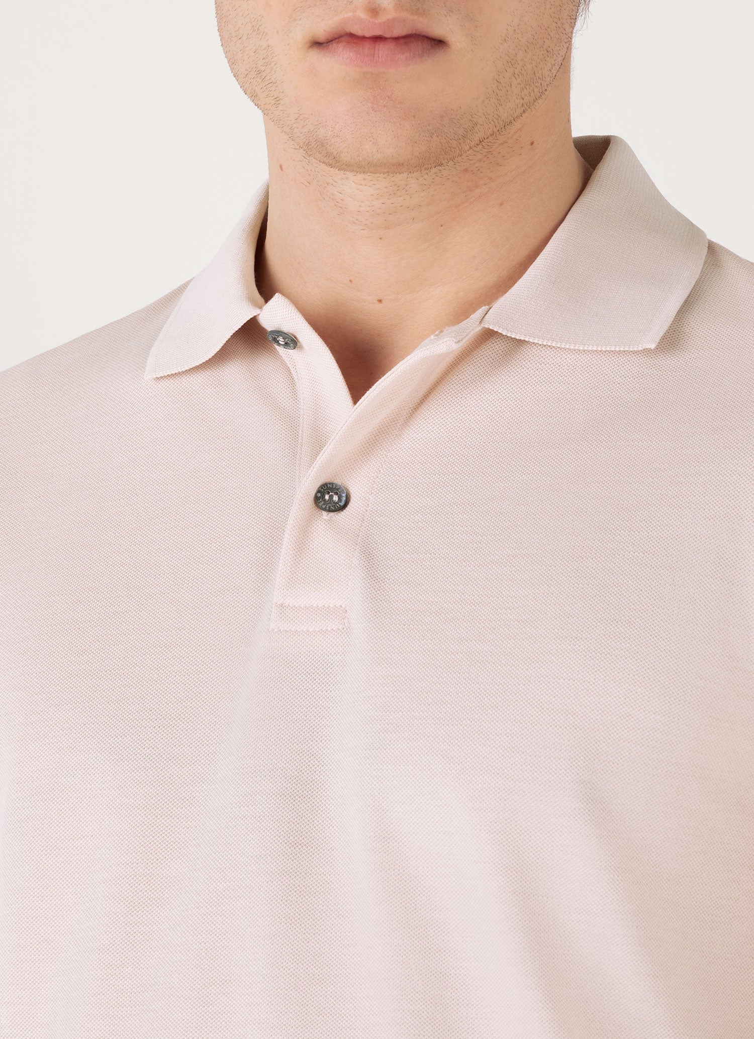 Men's Piqué Polo Shirt in Pastel Pink - Image 6