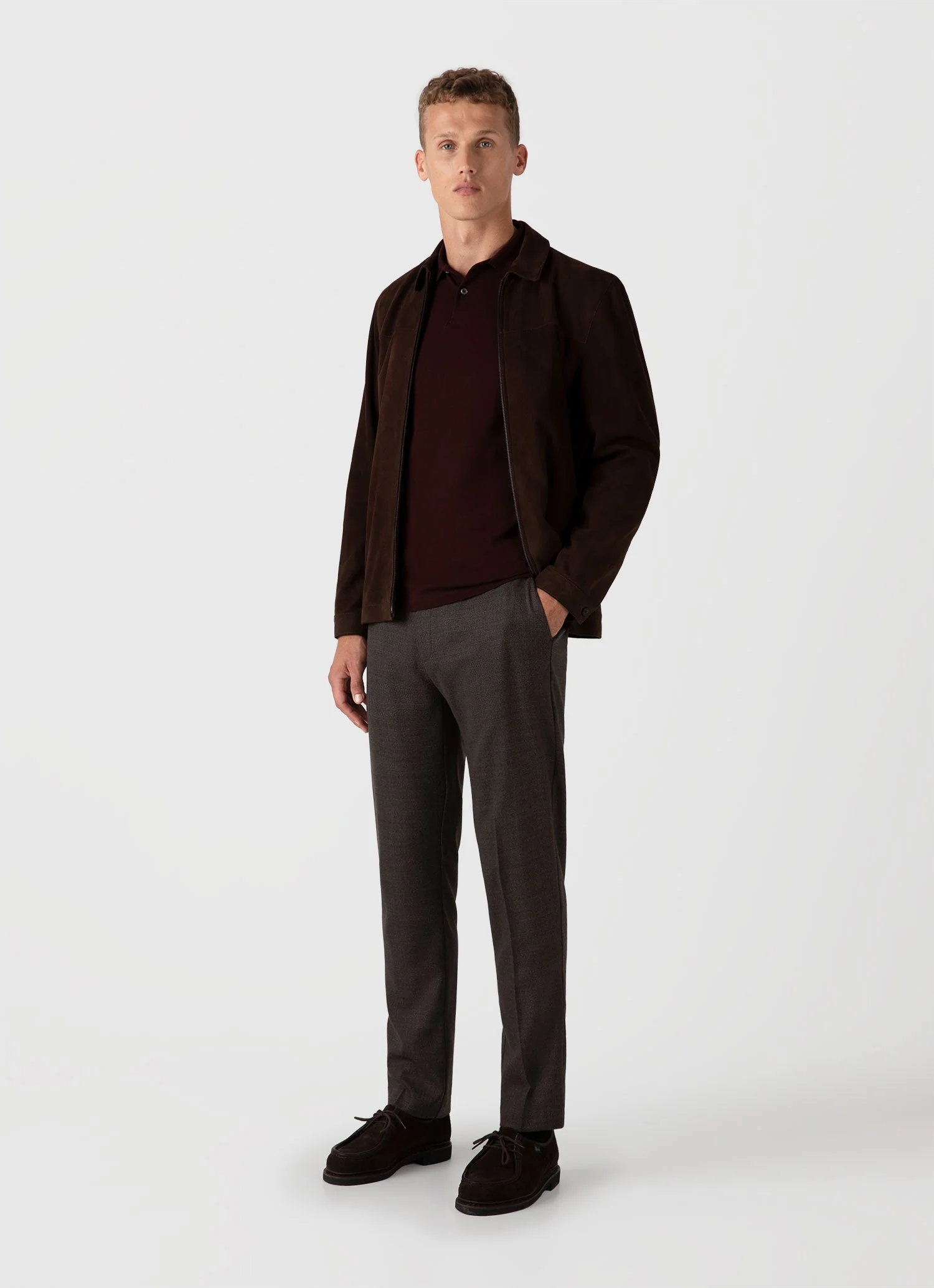 Men's Piqué Polo Shirt in Raisin - Image 3