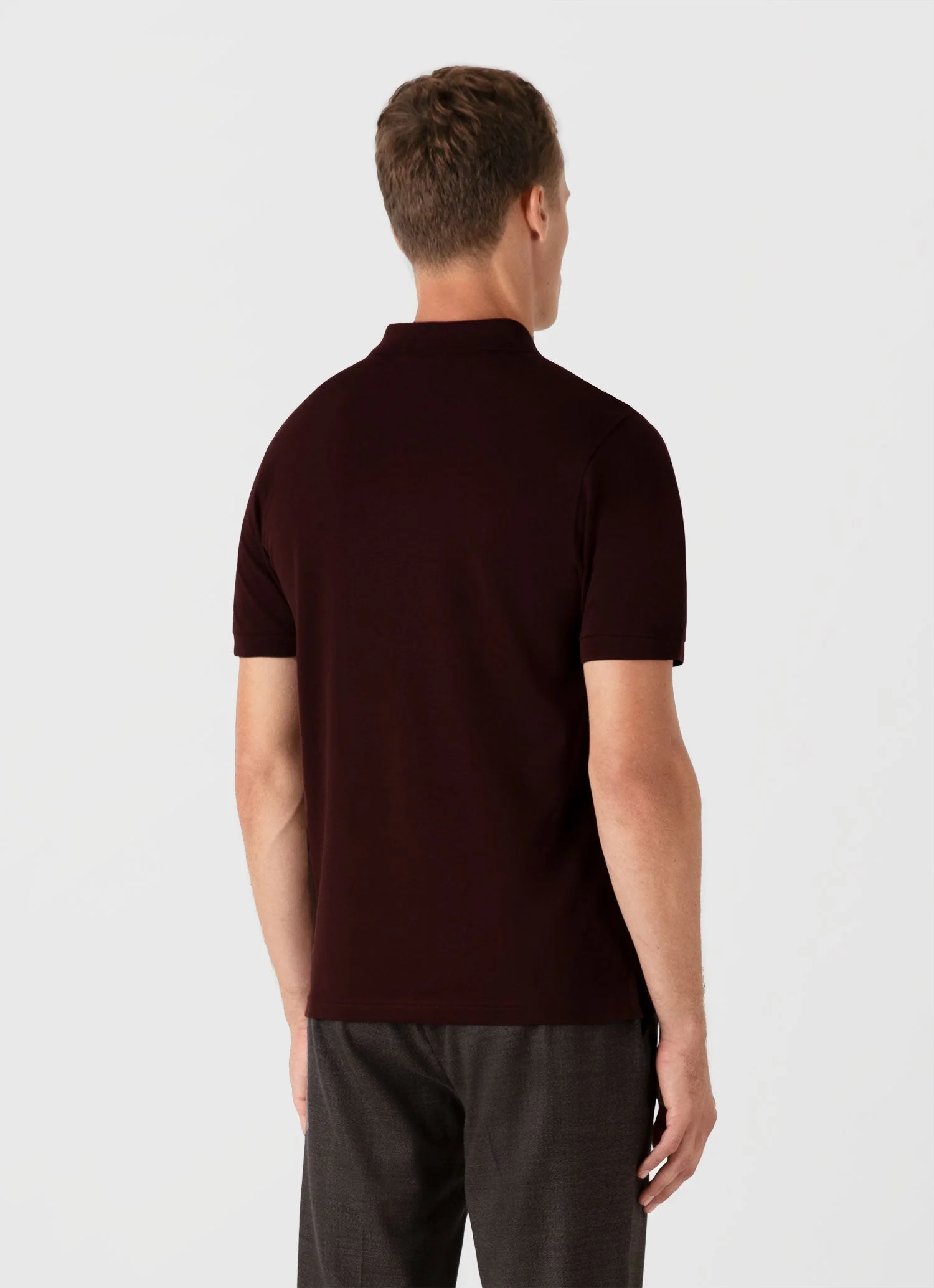 Men's Piqué Polo Shirt in Raisin - Image 5