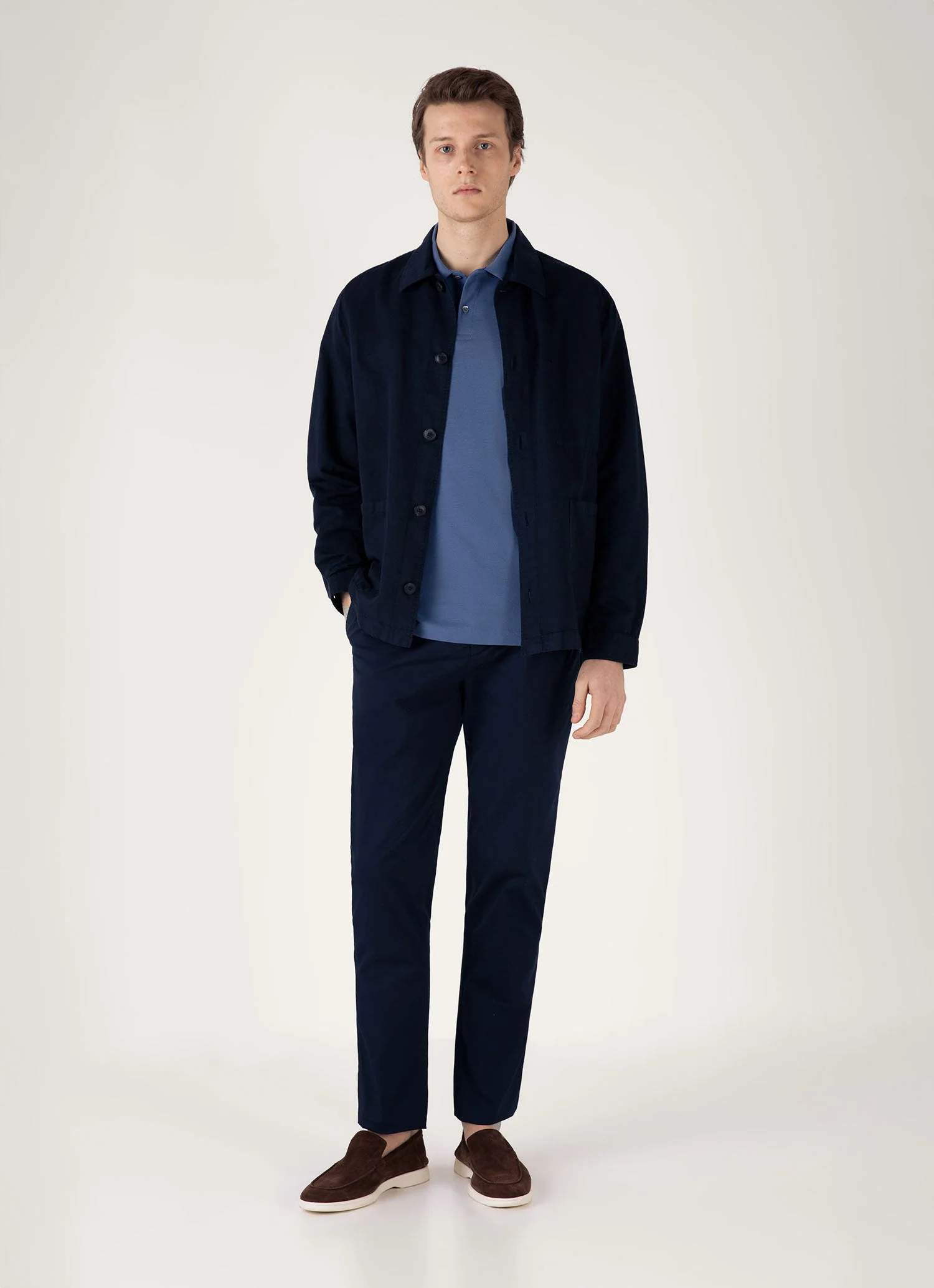 Men's Piqué Polo Shirt in Soft Denim - Image 3