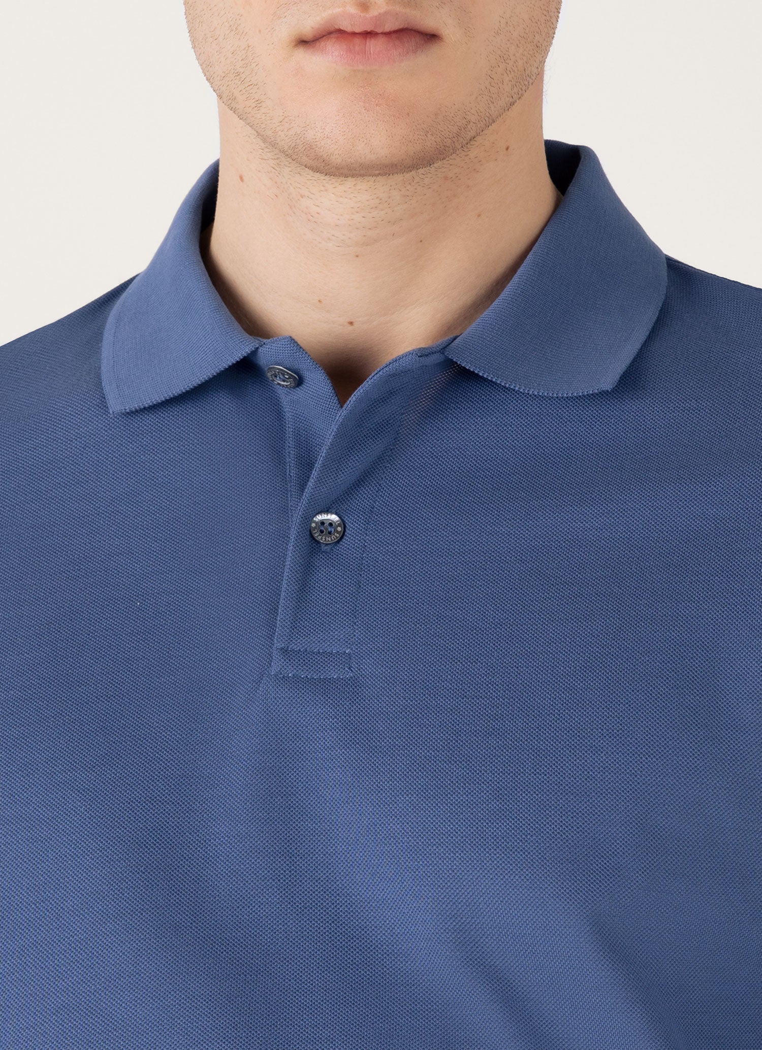 Men's Piqué Polo Shirt in Soft Denim - Image 6