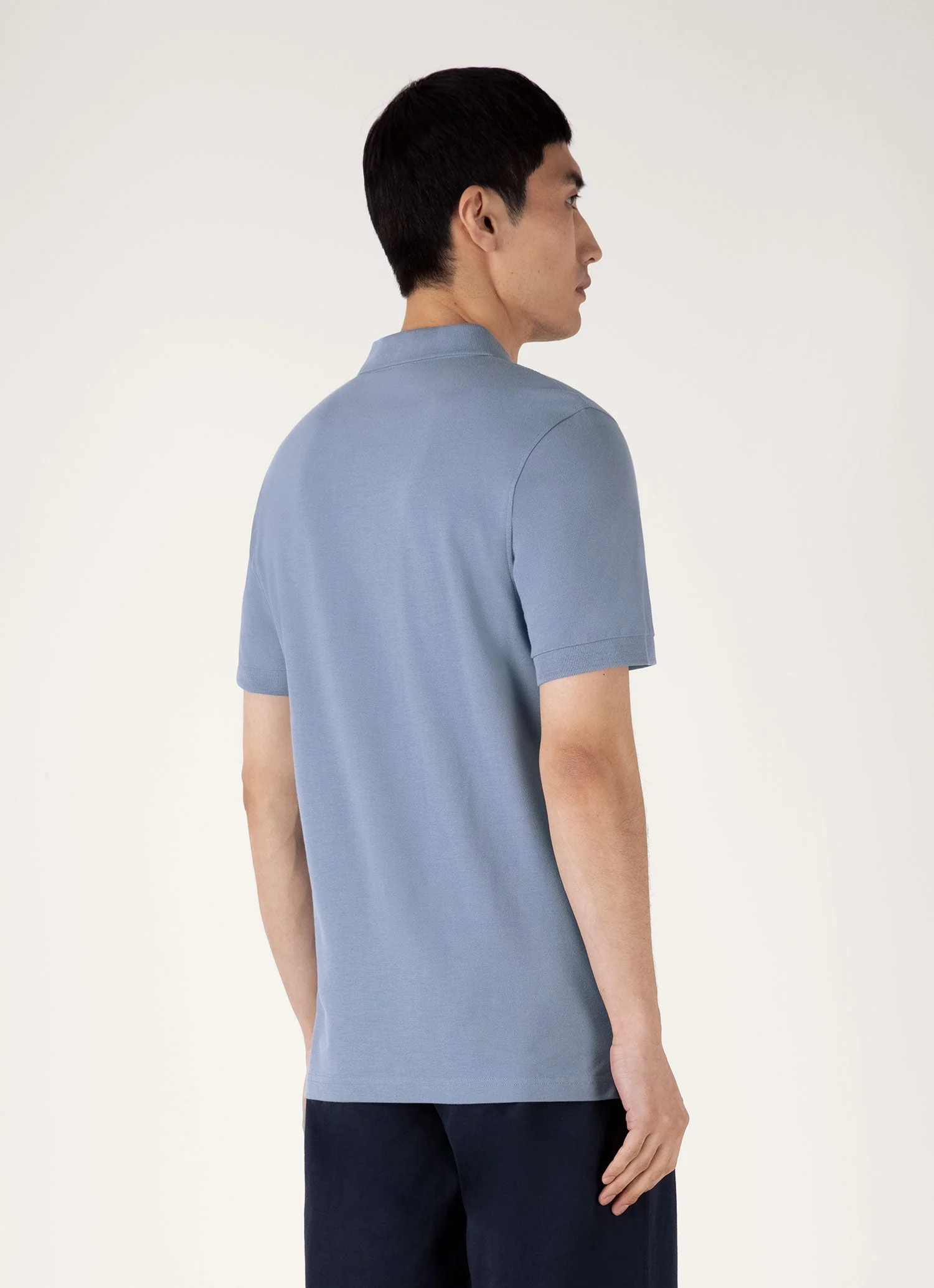 Men's Piqué Polo Shirt in Vintage Blue - Image 5