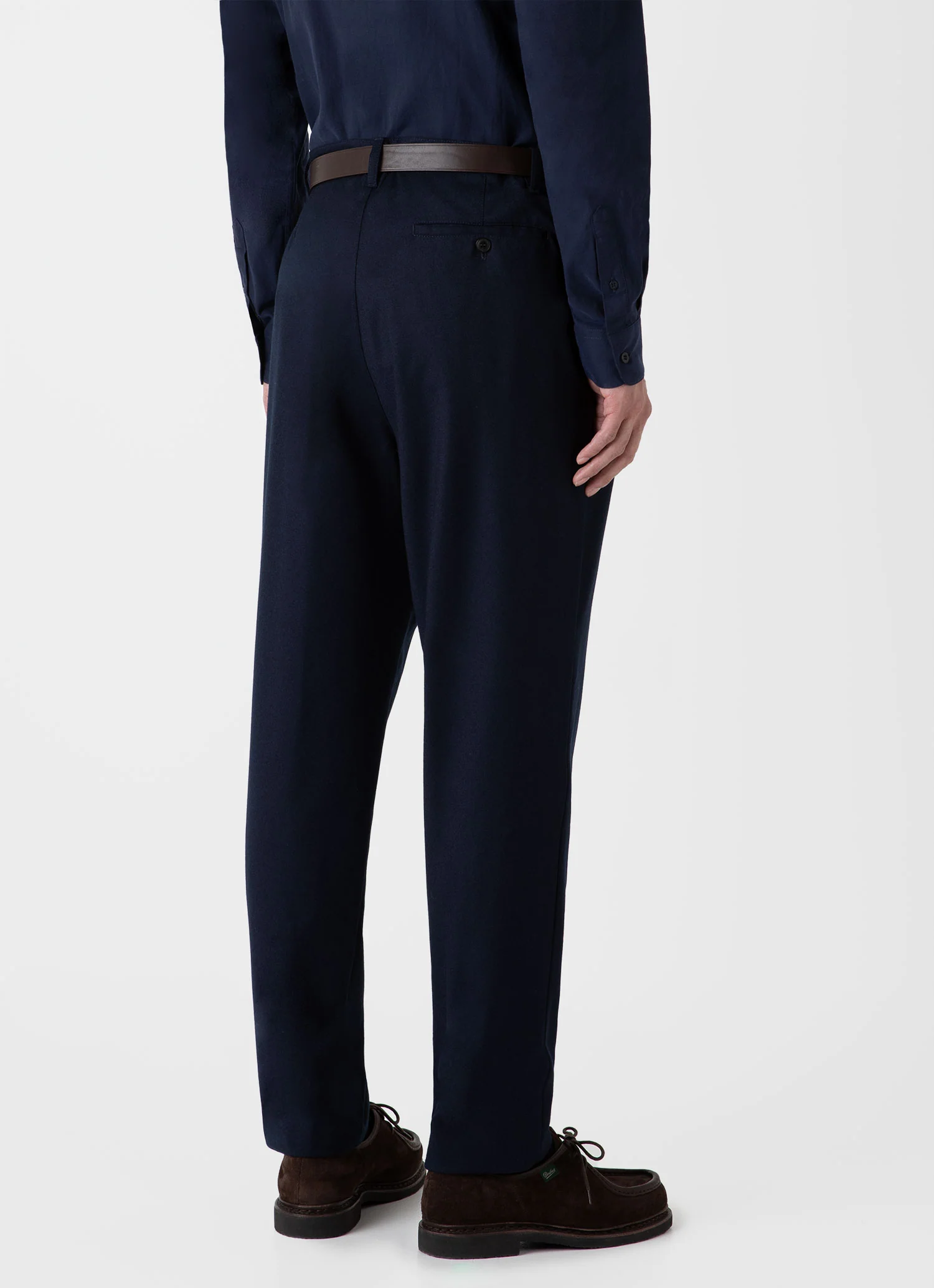 Men's Pleated Wool Flannel Trouser in Navy Melange - Image 5