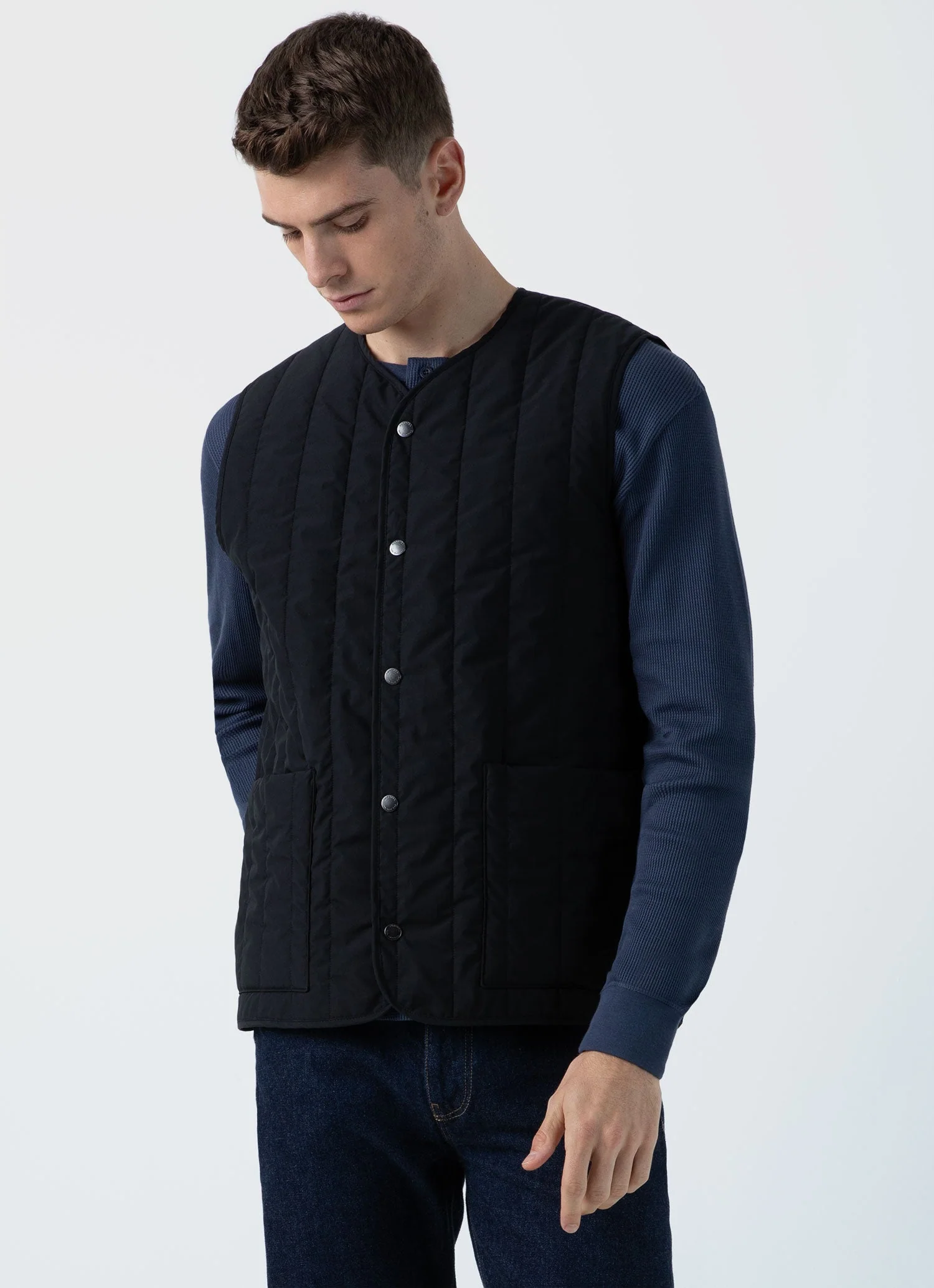 Men's Quilted Liner Gilet in Black - Image 2