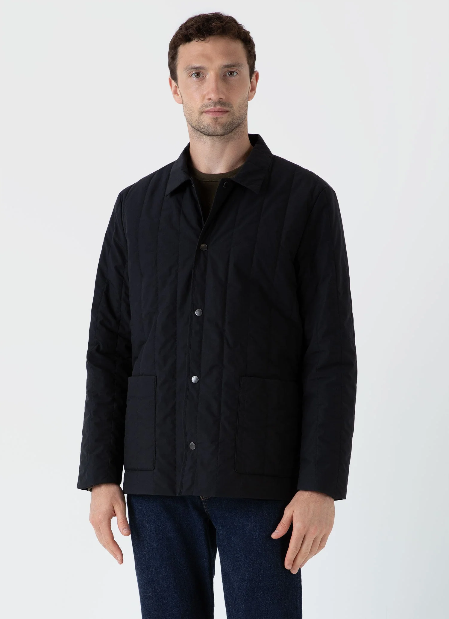 Men's Quilted Twin Pocket Jacket in Black - Image 2
