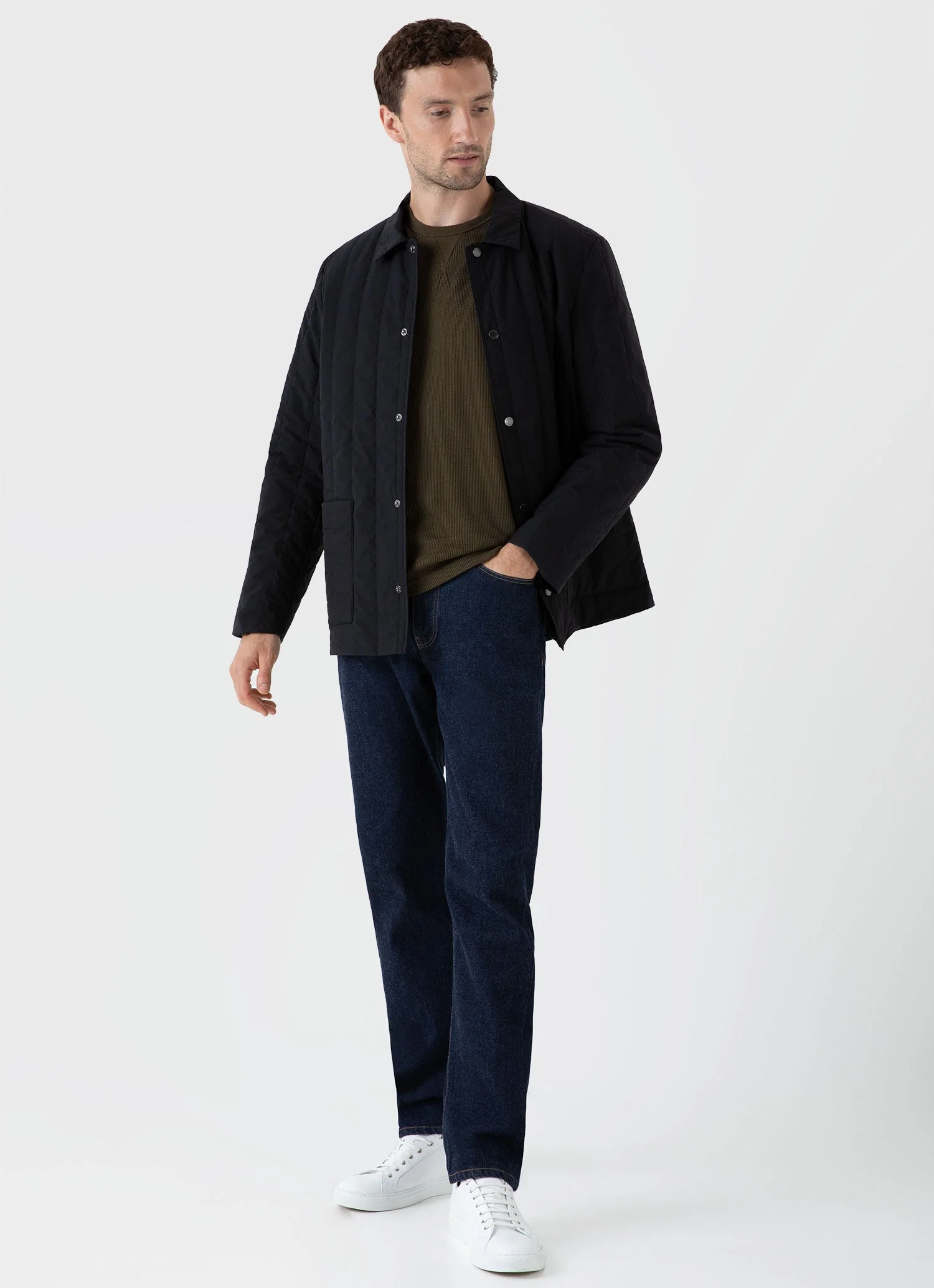 Men's Quilted Twin Pocket Jacket in Black - Image 3