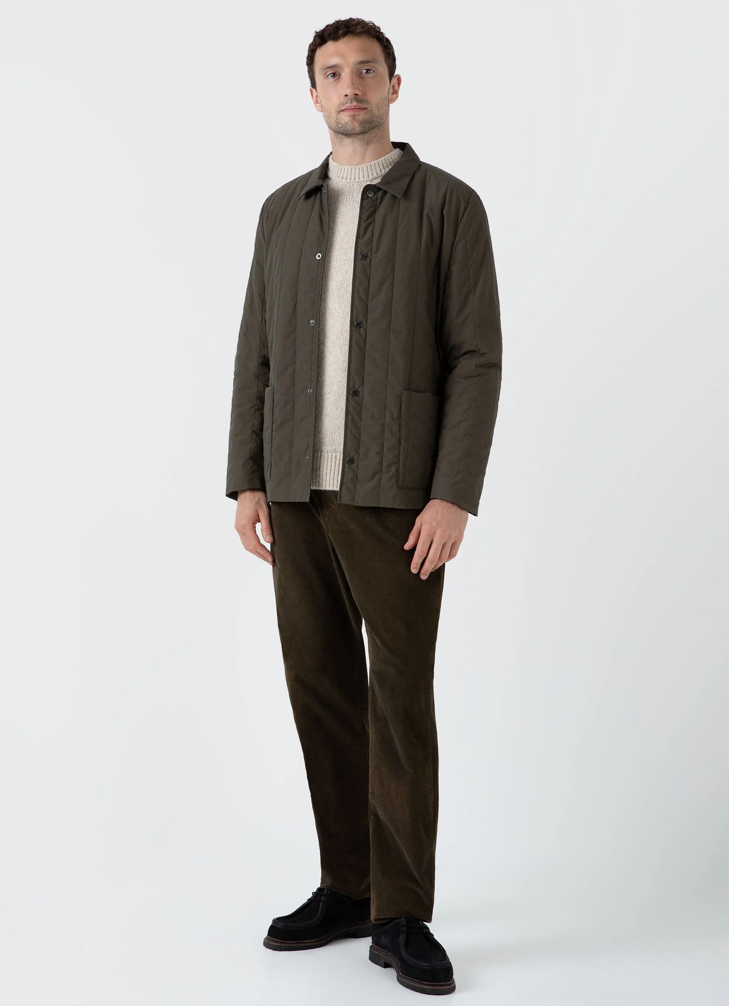 Men's Quilted Twin Pocket Jacket in Dark Olive - Image 3