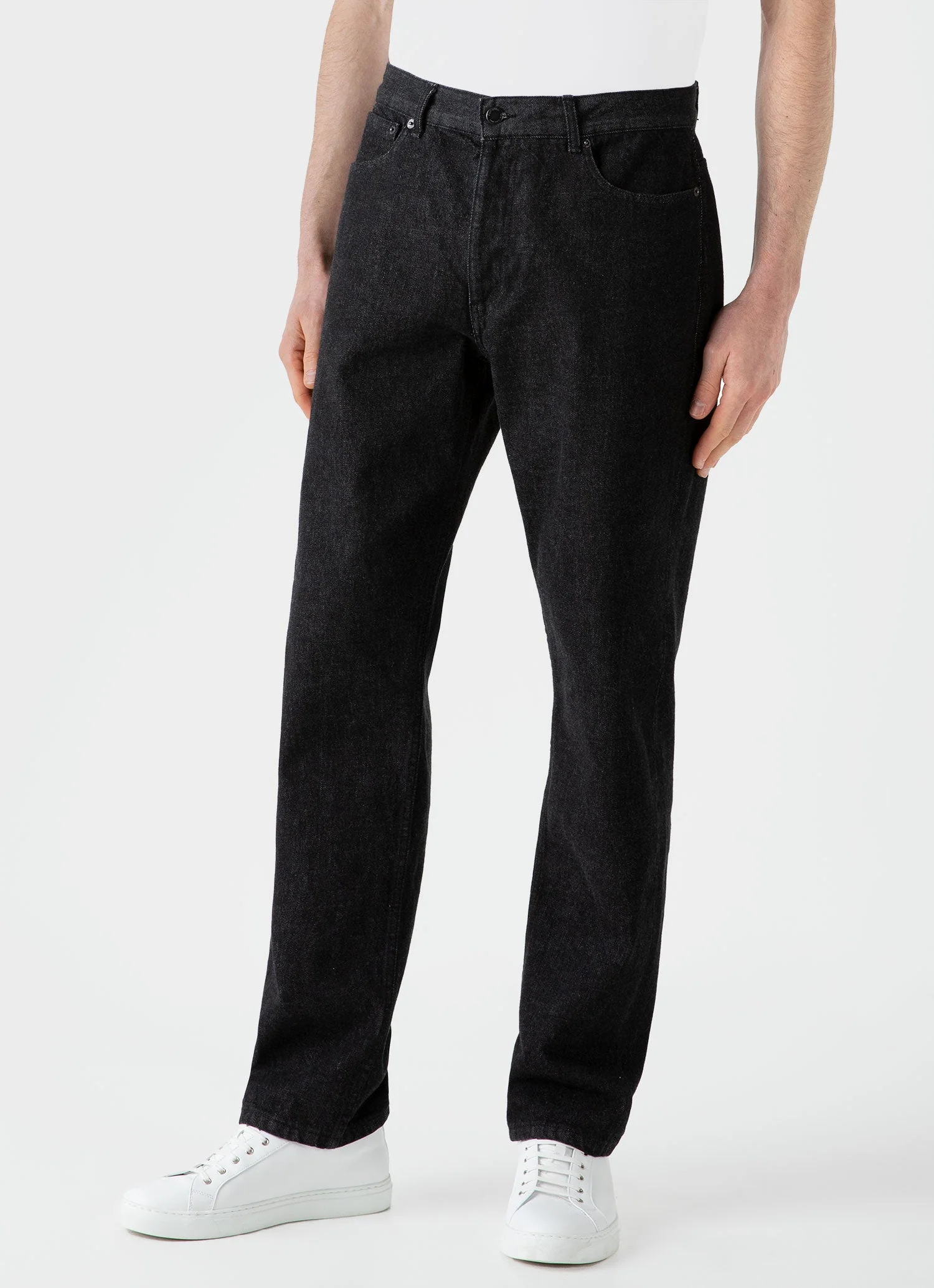 Men's Regular Fit Jeans in Black Wash Denim - Image 3