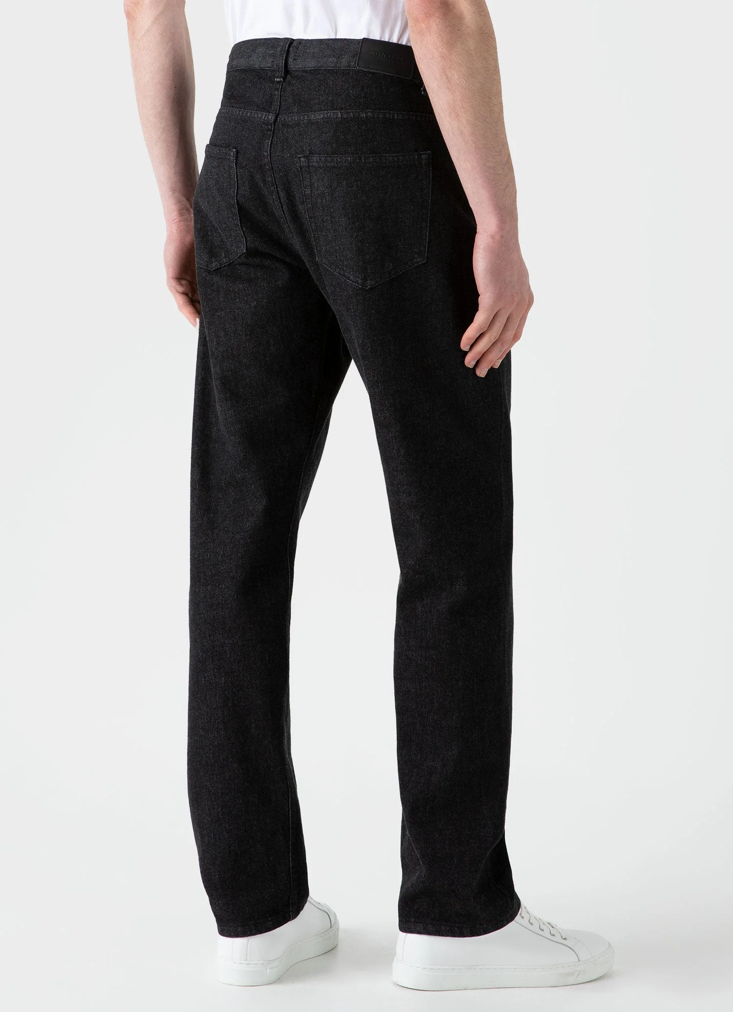 Men's Regular Fit Jeans in Black Wash Denim - Image 4