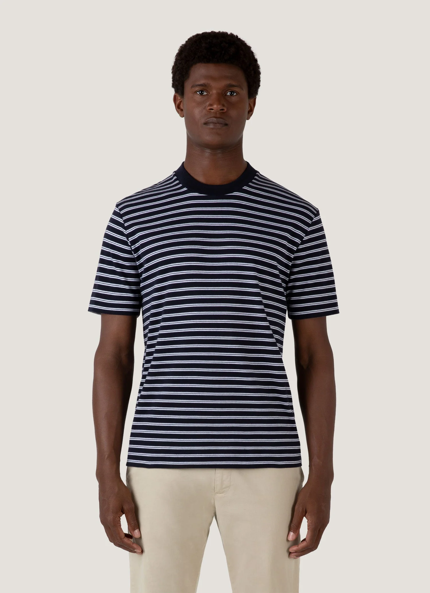 Men's Relaxed Fit Heavyweight T-shirt in Navy/White - Image 2