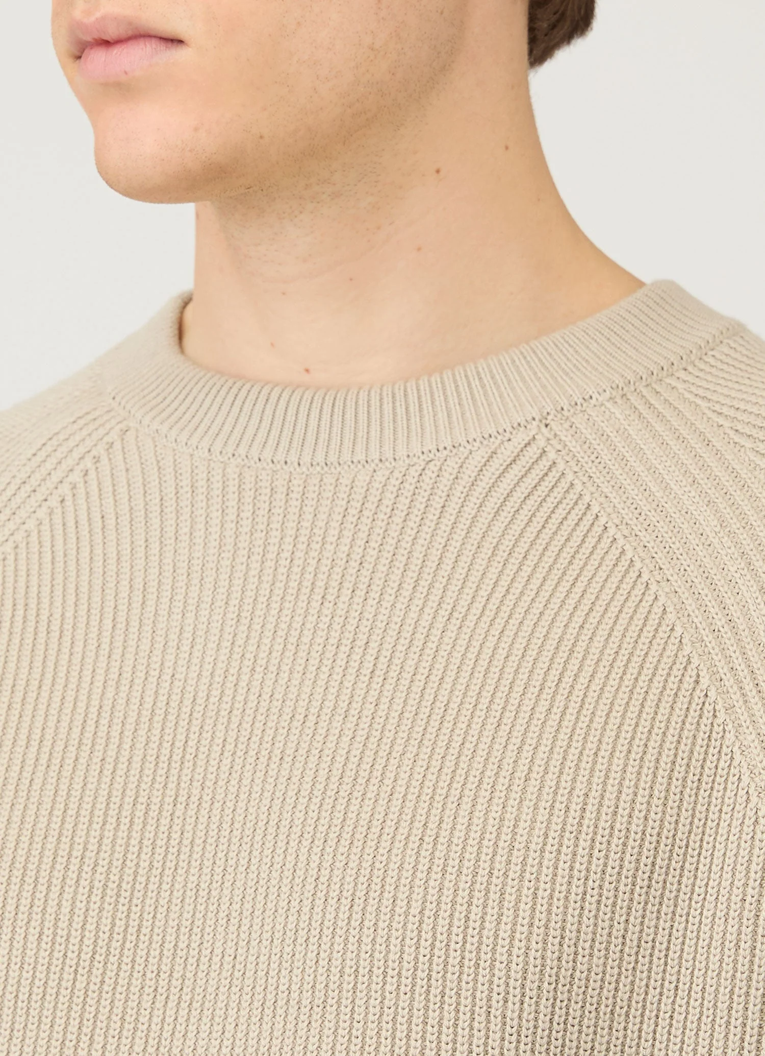 Men's Ribbed Jumper in Mink - Image 6