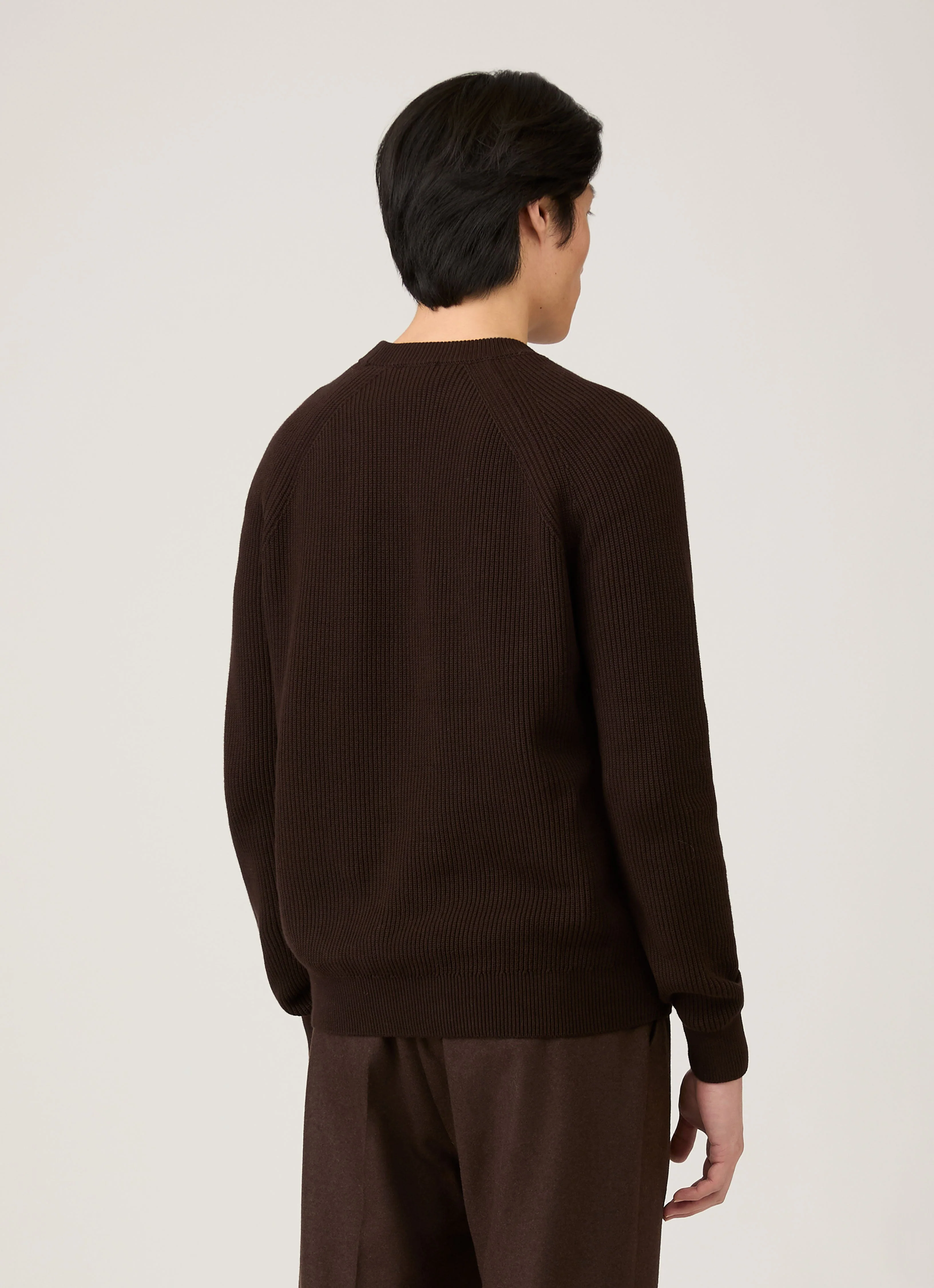 Men's Ribbed Jumper in Truffle - Image 5
