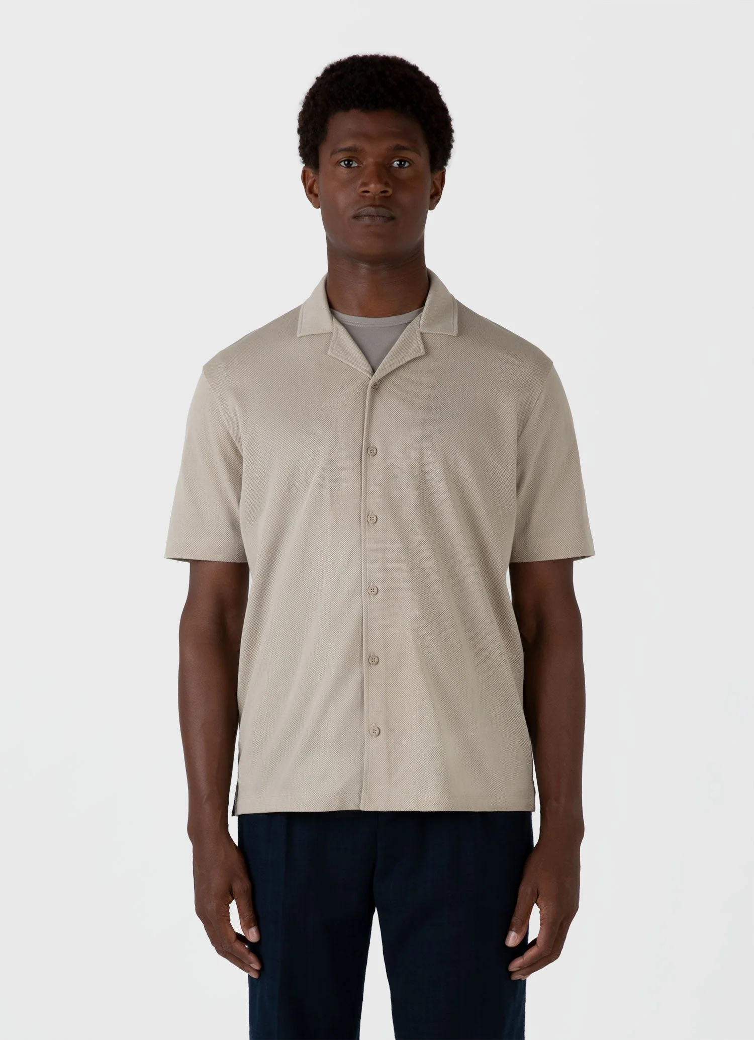 Men's Riviera Camp Collar Shirt in Ash Grey - Image 2
