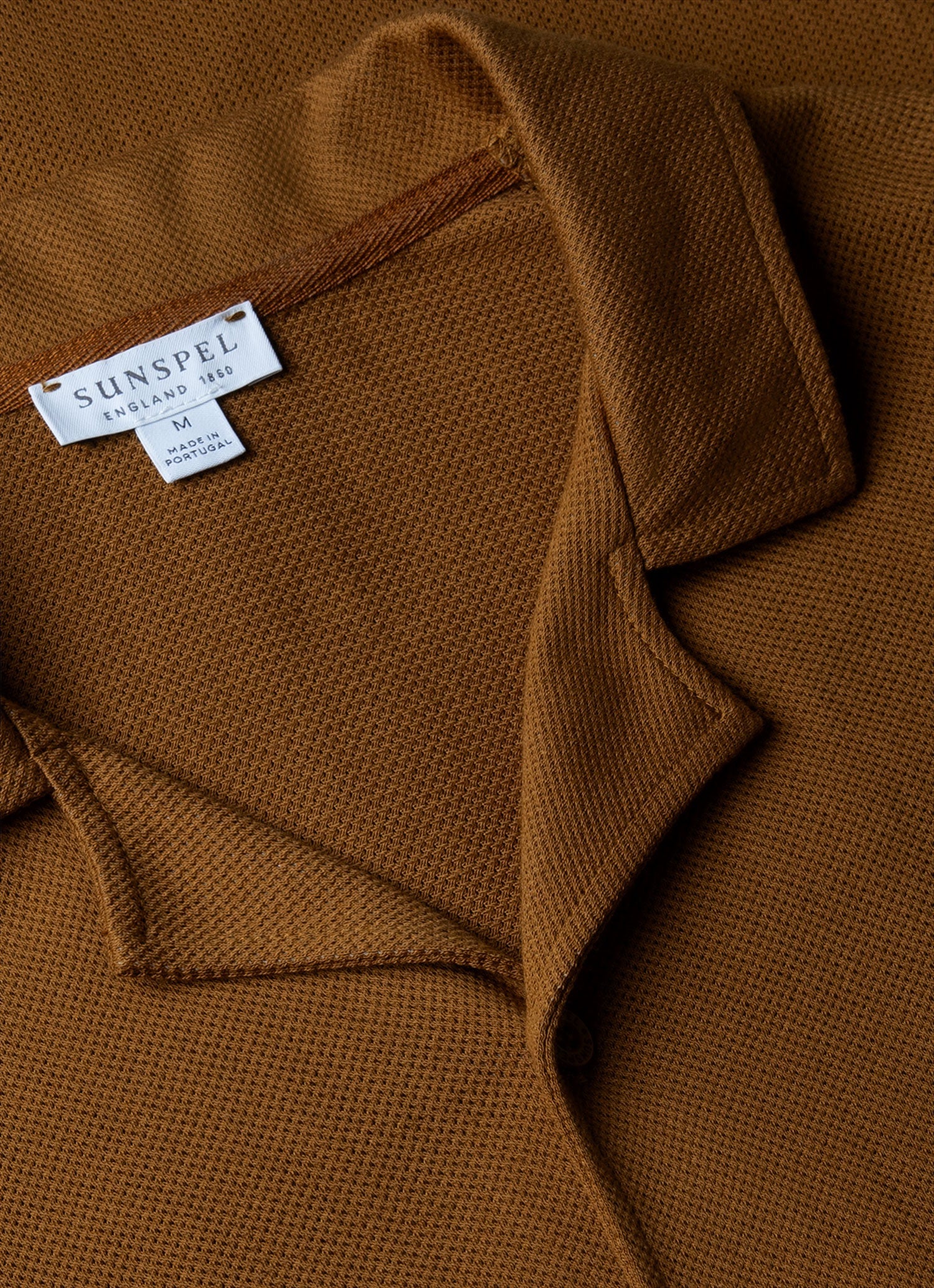 Men's Riviera Camp Collar Shirt in Golden Brown - Image 4