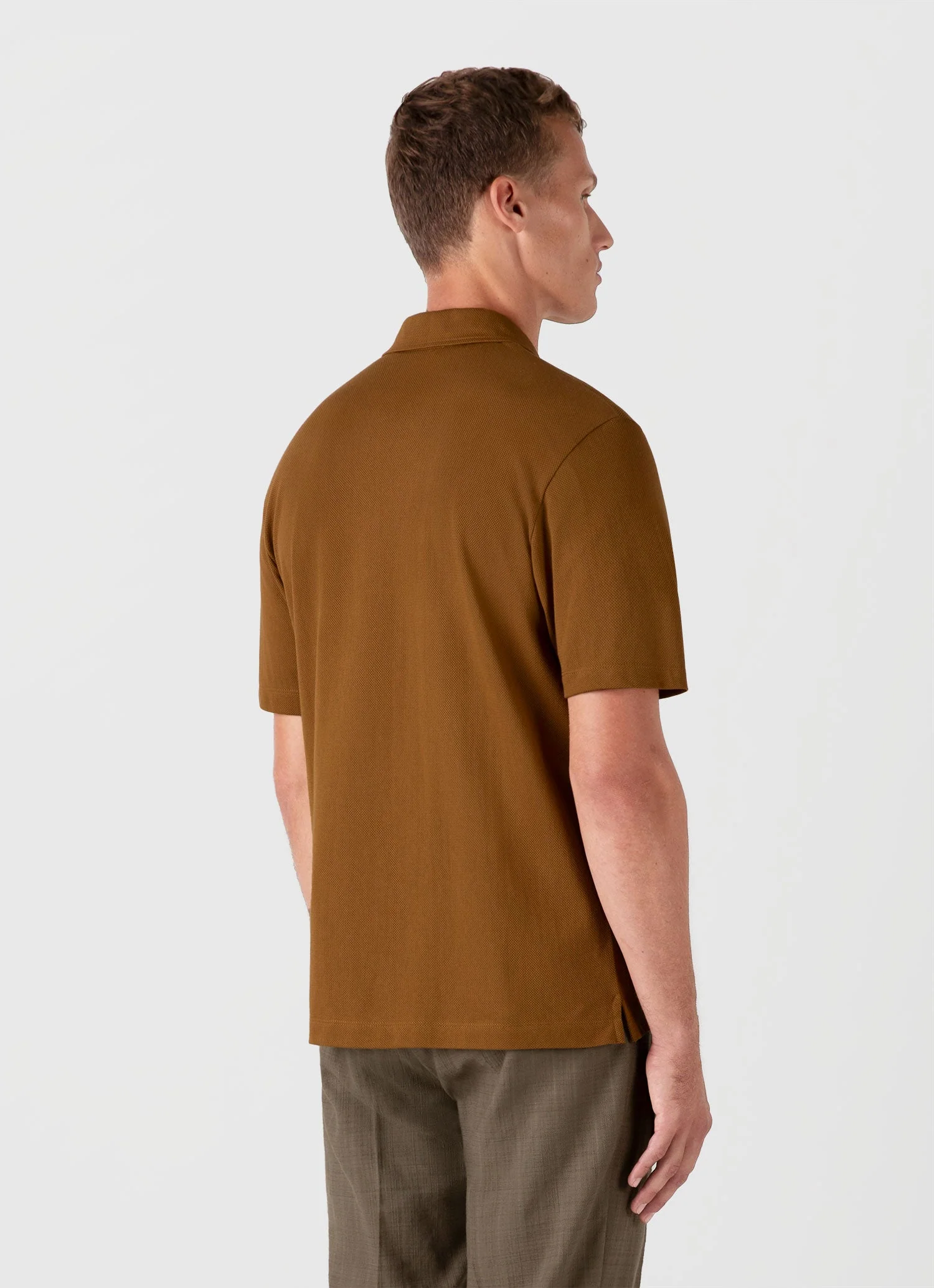 Men's Riviera Camp Collar Shirt in Golden Brown - Image 5