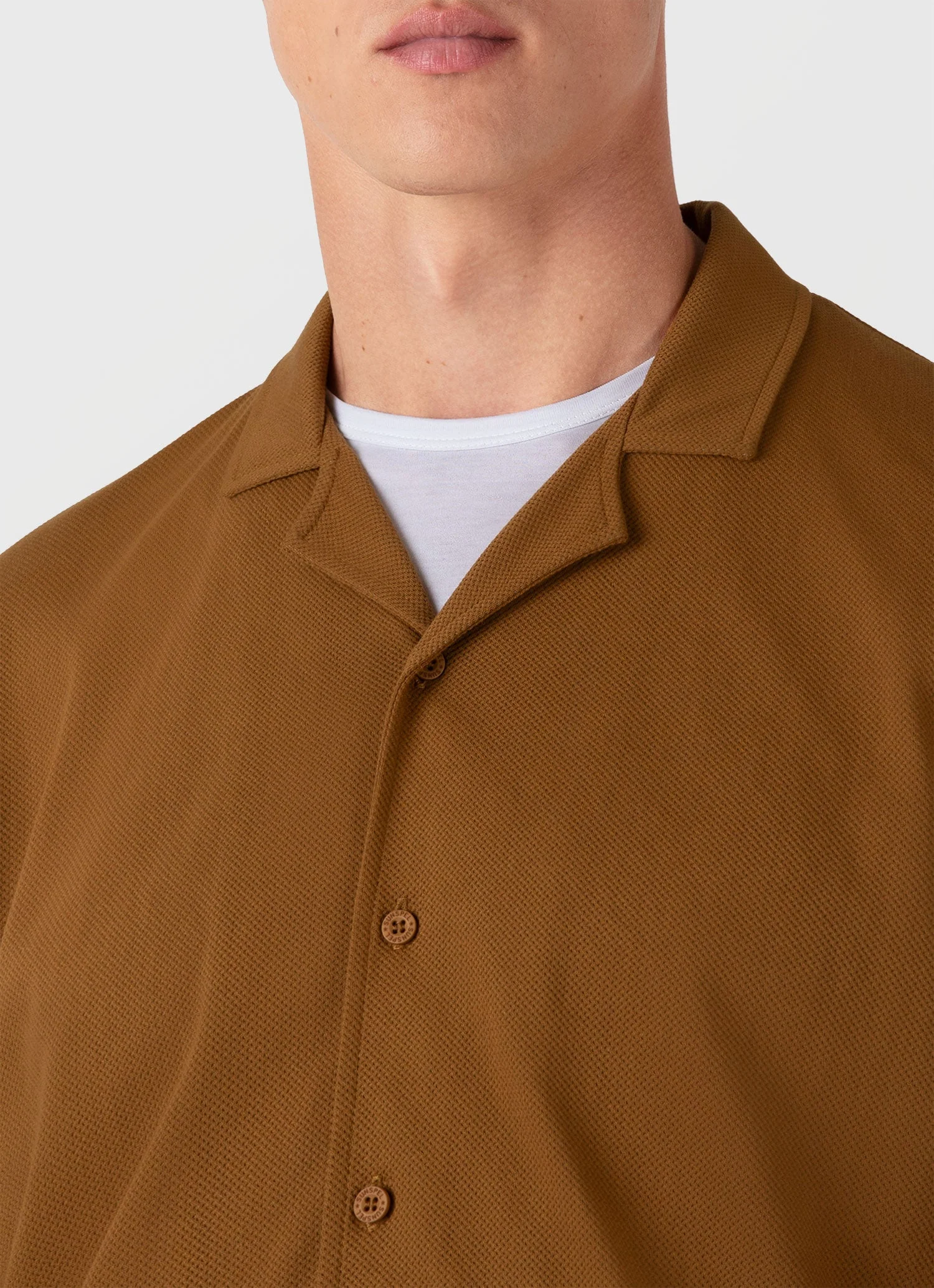 Men's Riviera Camp Collar Shirt in Golden Brown - Image 6