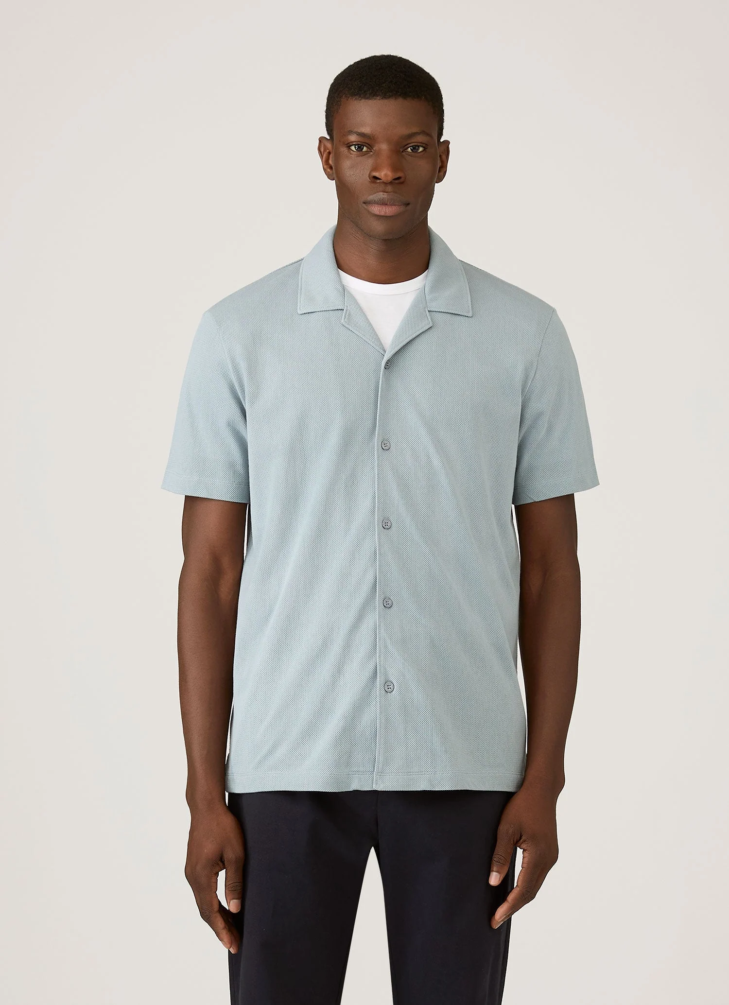 Men's Riviera Camp Collar Shirt in Stone Blue - Image 2