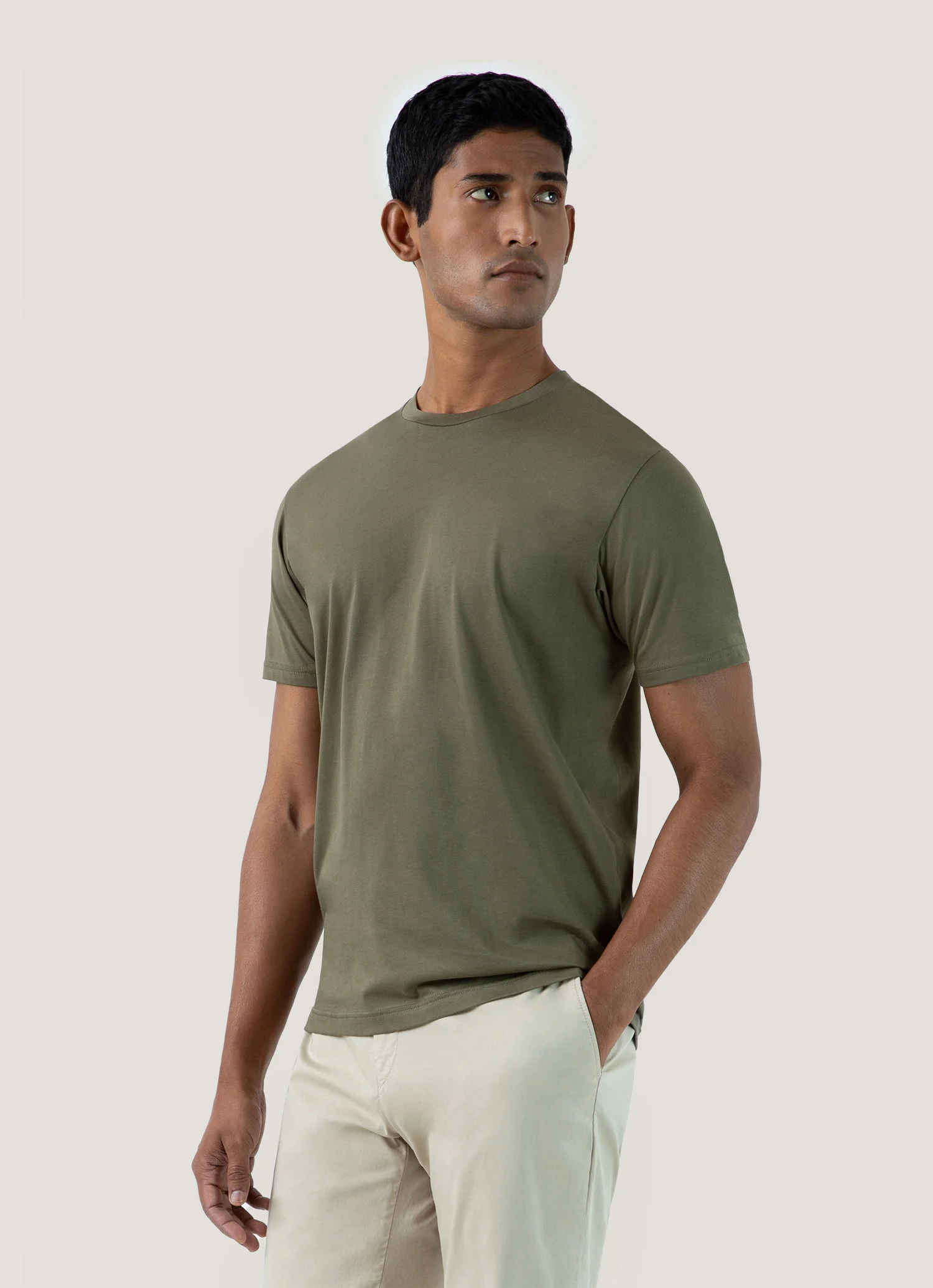Men's Riviera Midweight T‑shirt in Khaki - Image 2