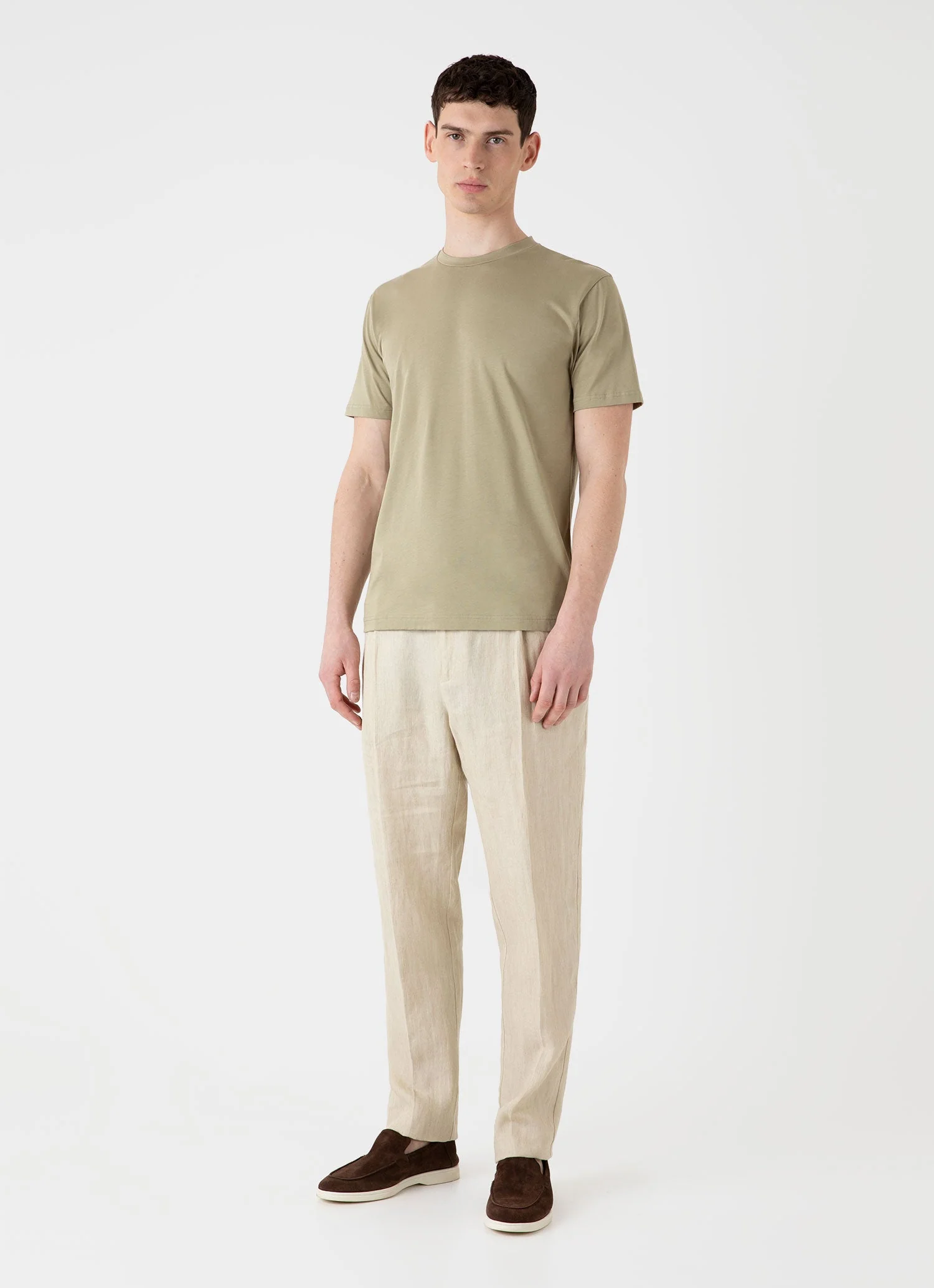 Men's Riviera Midweight T-shirt in Pale Khaki - Image 3