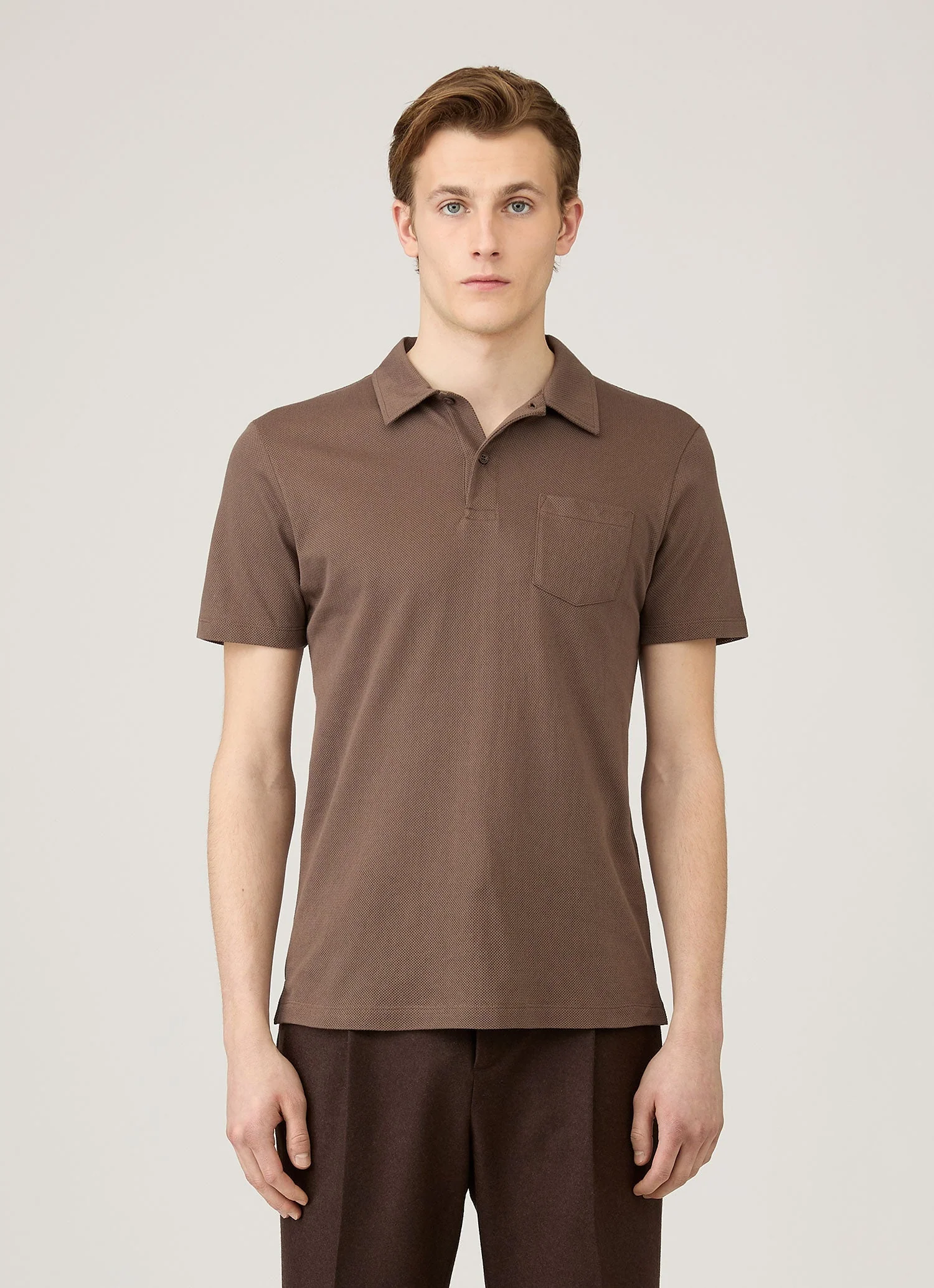 Men's Riviera Polo Shirt in Bark - Image 2