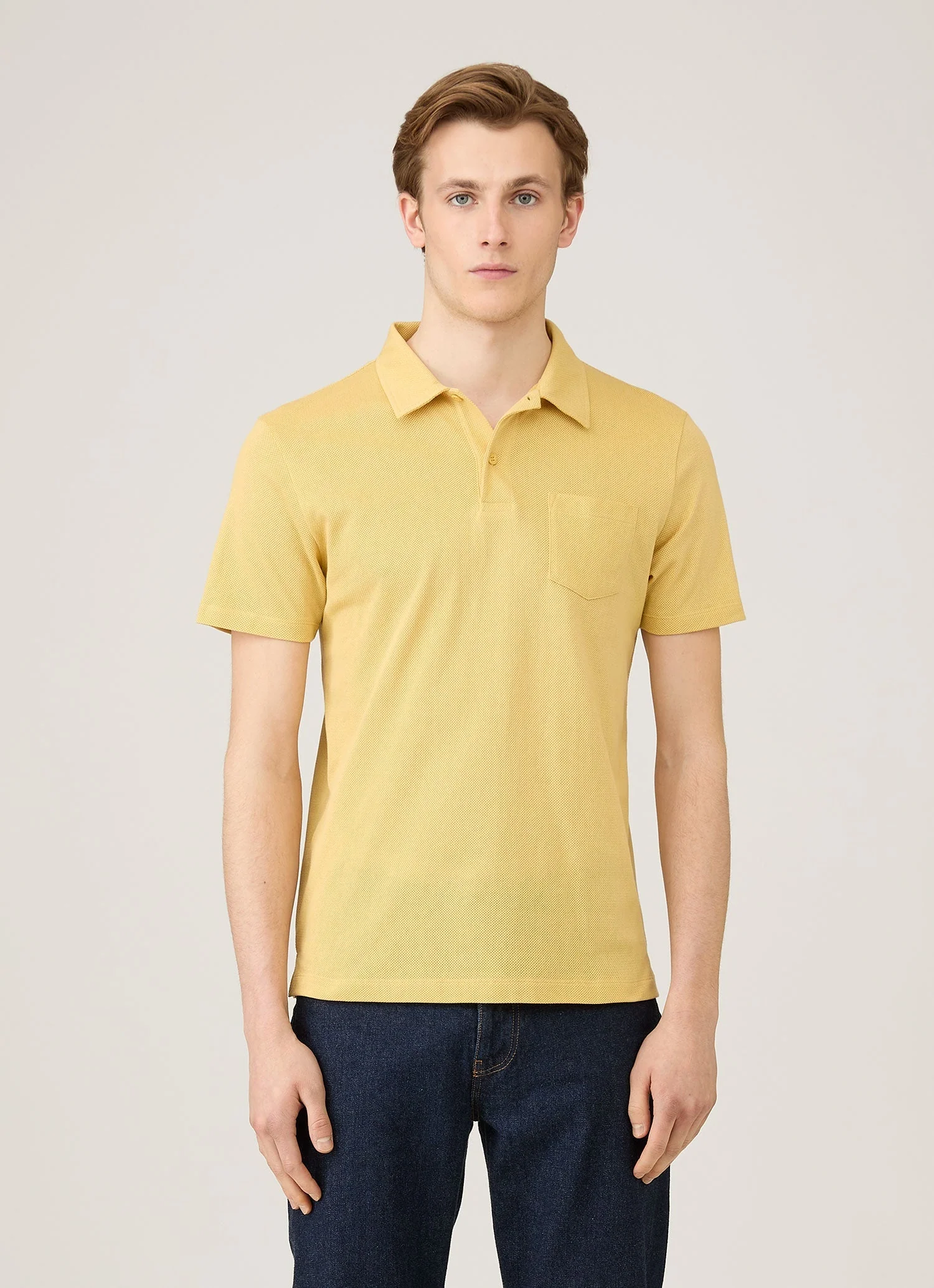 Men's Riviera Polo Shirt in Dusty Yellow - Image 2
