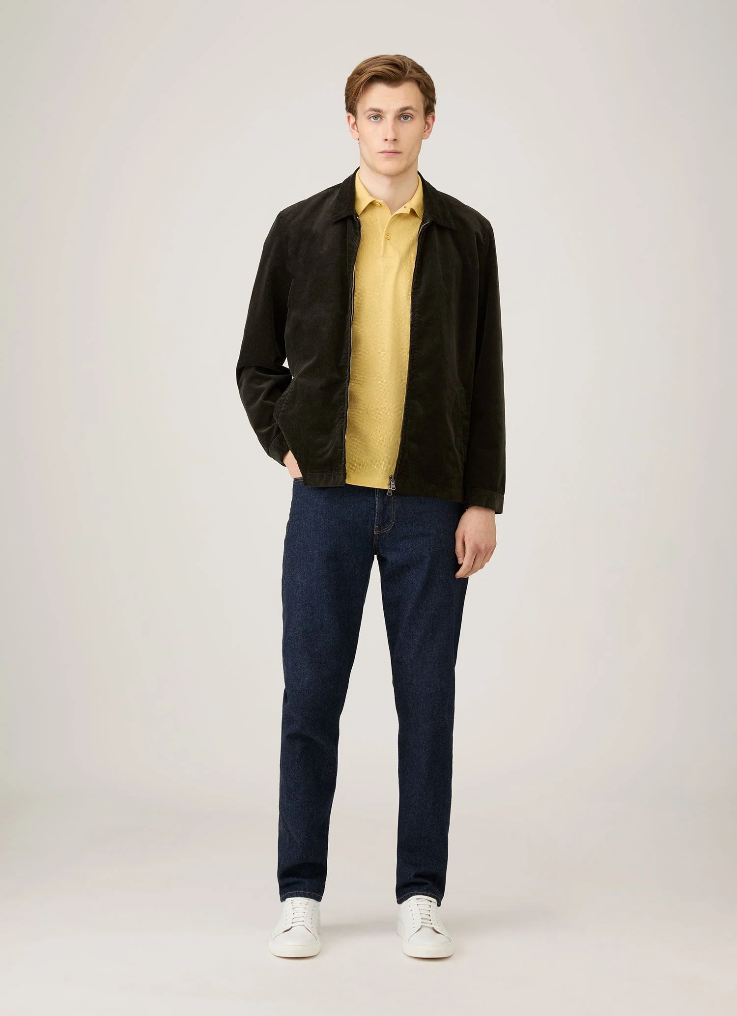 Men's Riviera Polo Shirt in Dusty Yellow - Image 3