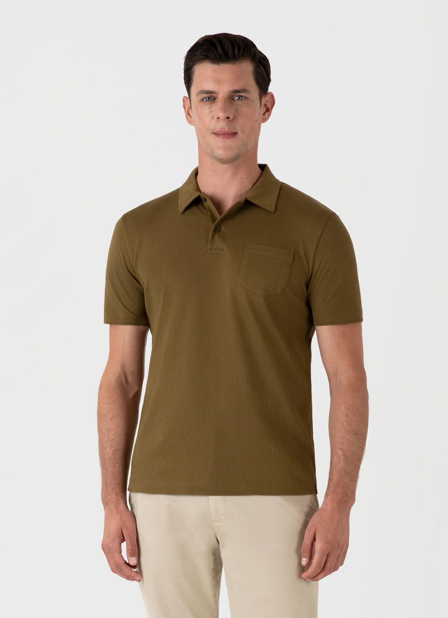 Men's Riviera Polo Shirt in Olive Green - Image 2