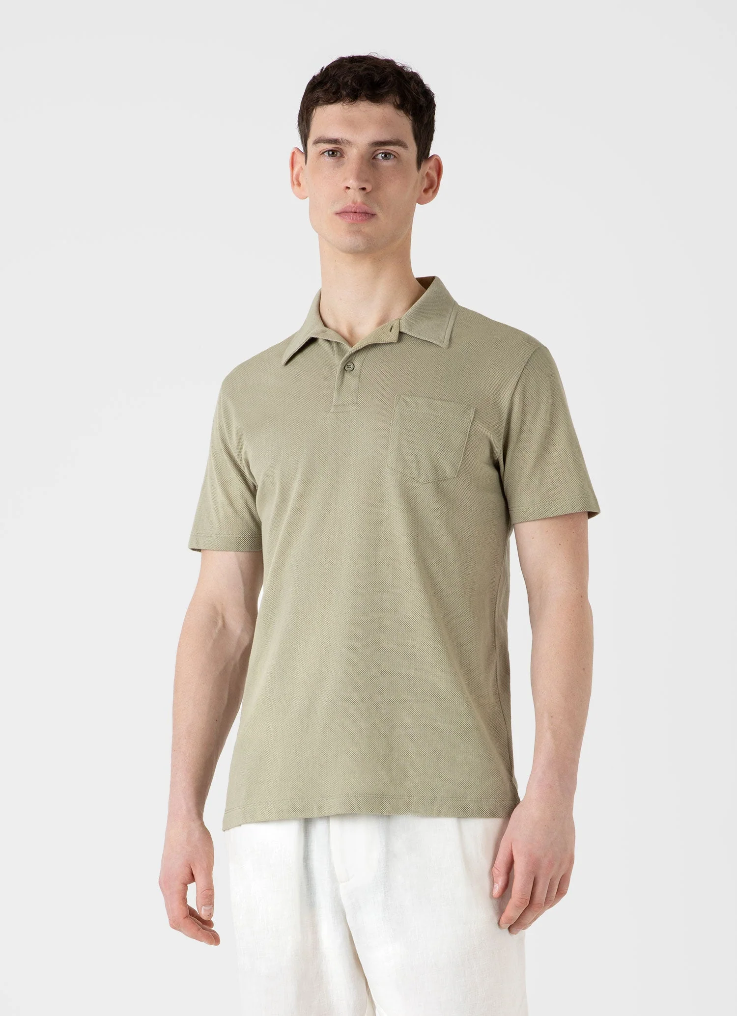 Men's Riviera Polo Shirt in Pale Khaki - Image 2