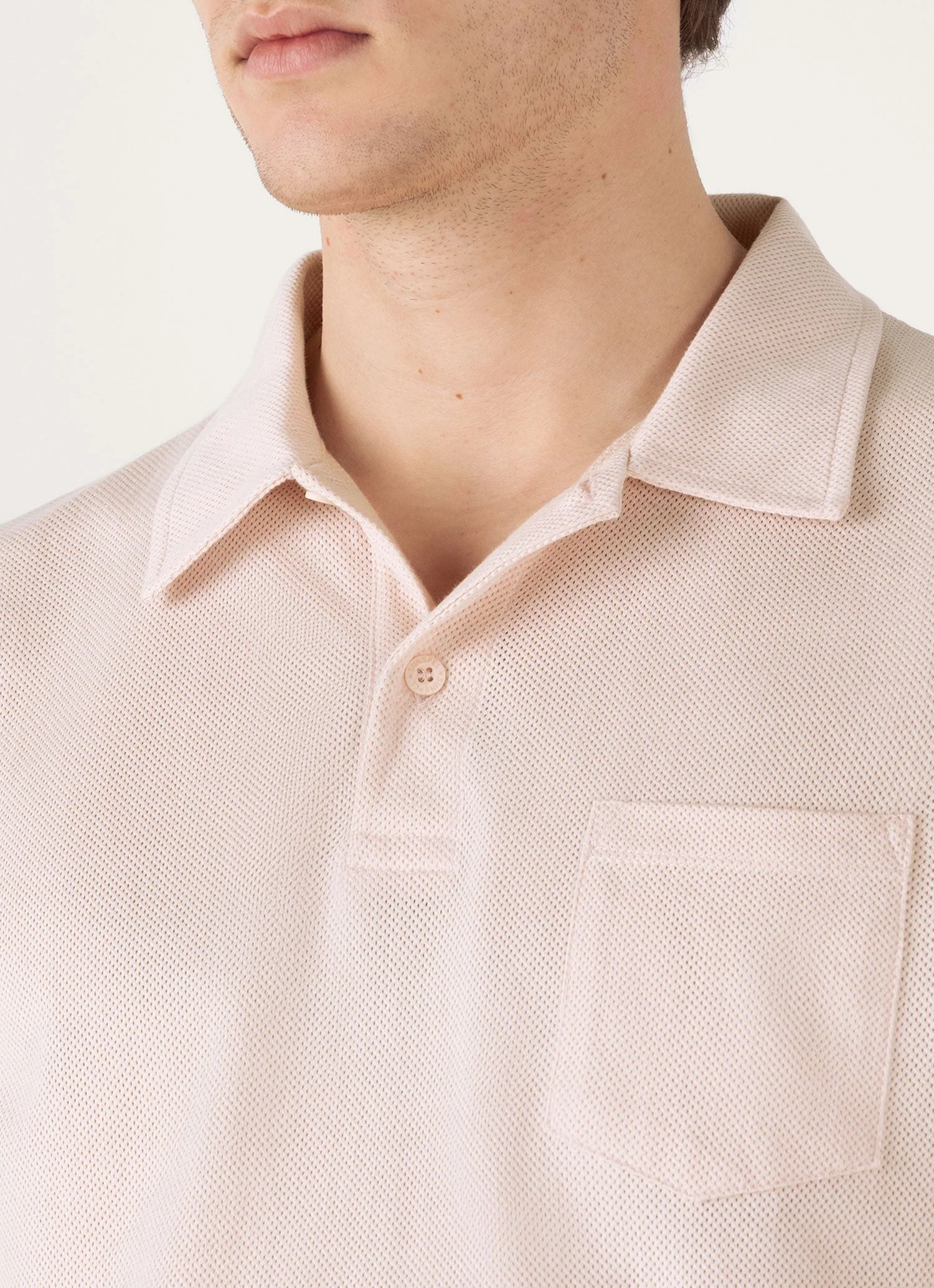 Men's Riviera Polo Shirt in Pastel Pink - Image 6