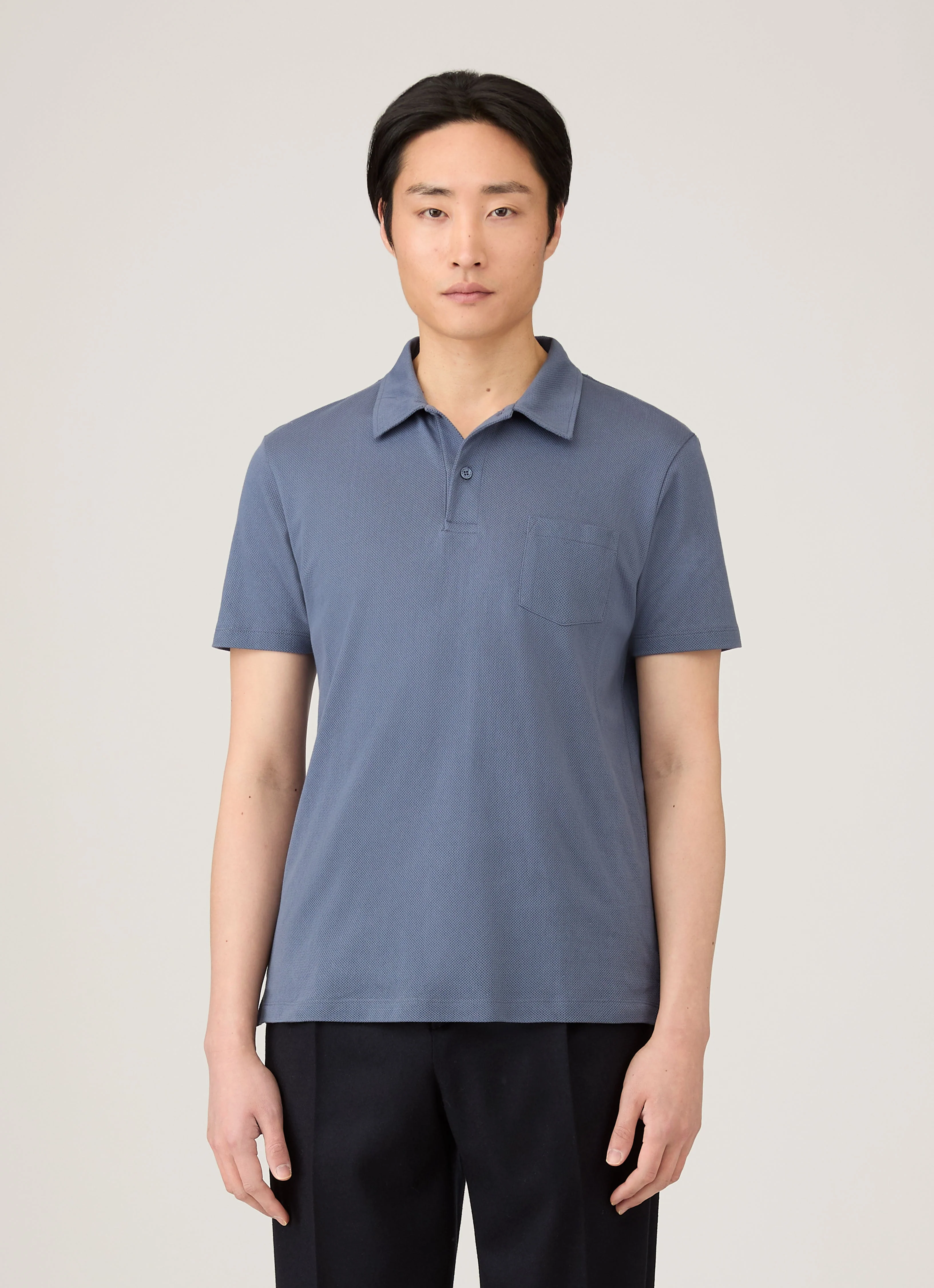 Men's Riviera Polo Shirt in Selvedge Blue - Image 2