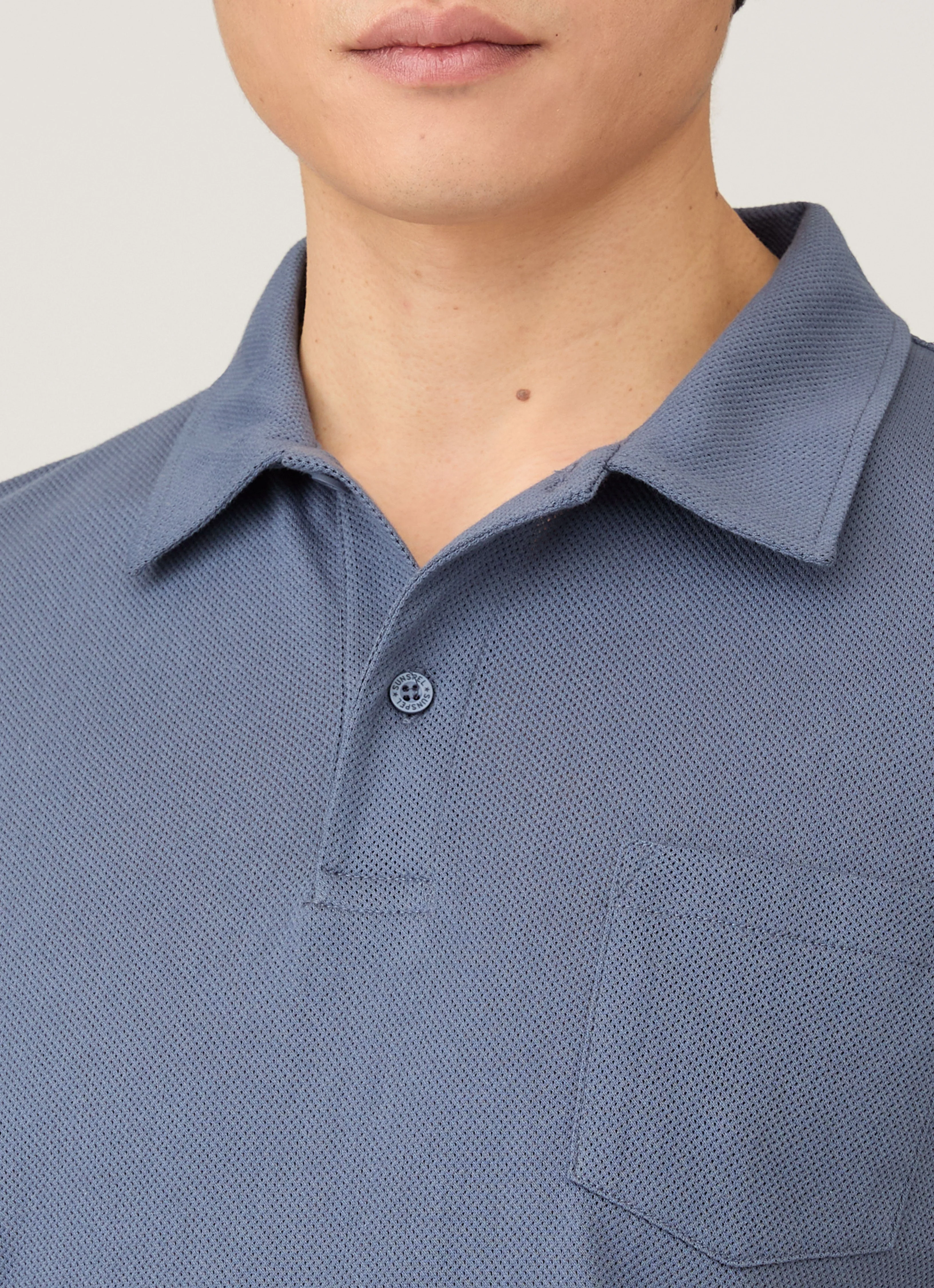 Men's Riviera Polo Shirt in Selvedge Blue - Image 6