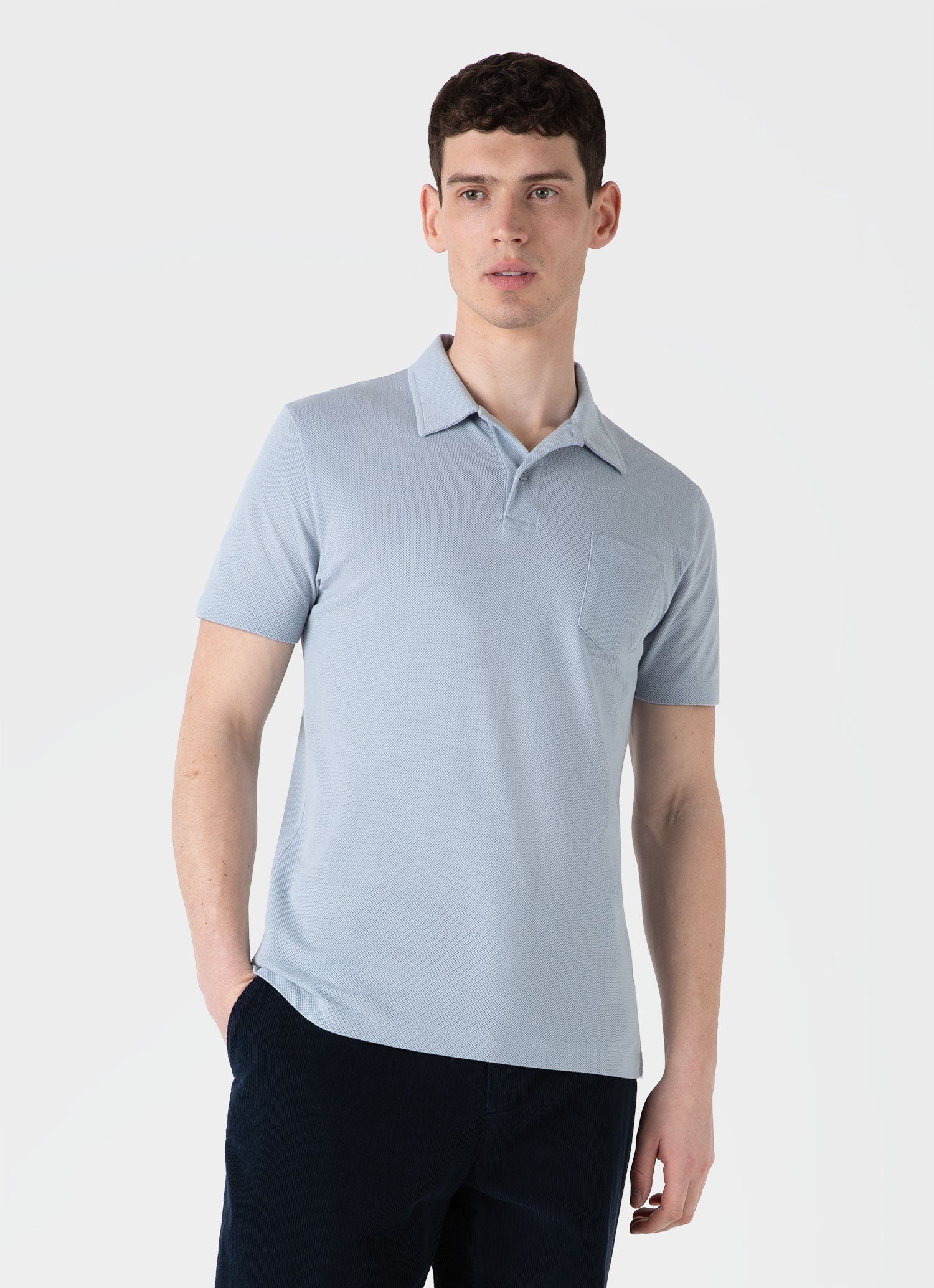 Men's Riviera Polo Shirt in Smoke Blue - Image 2