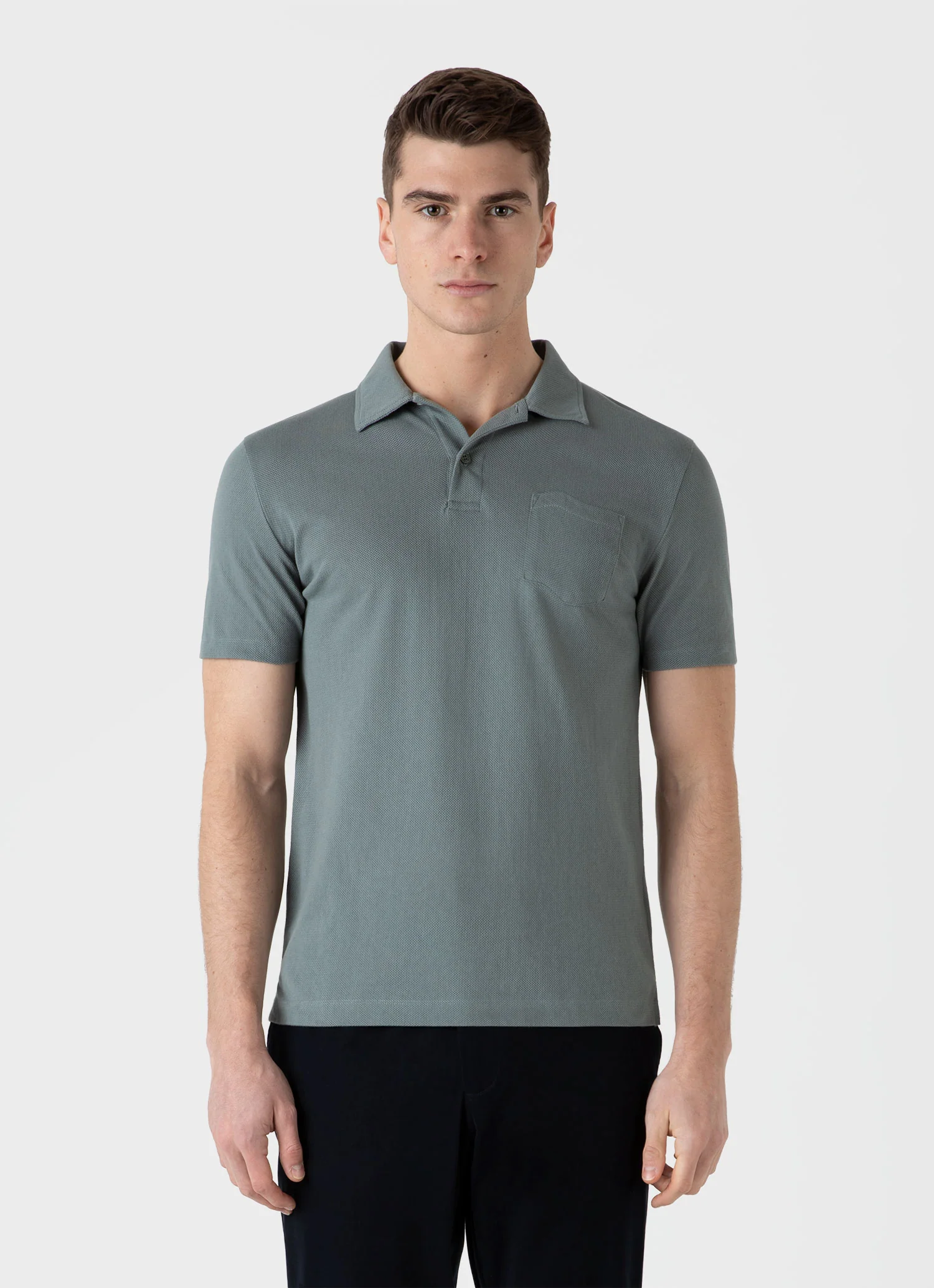 Men's Riviera Polo Shirt in Smoke Green - Image 2